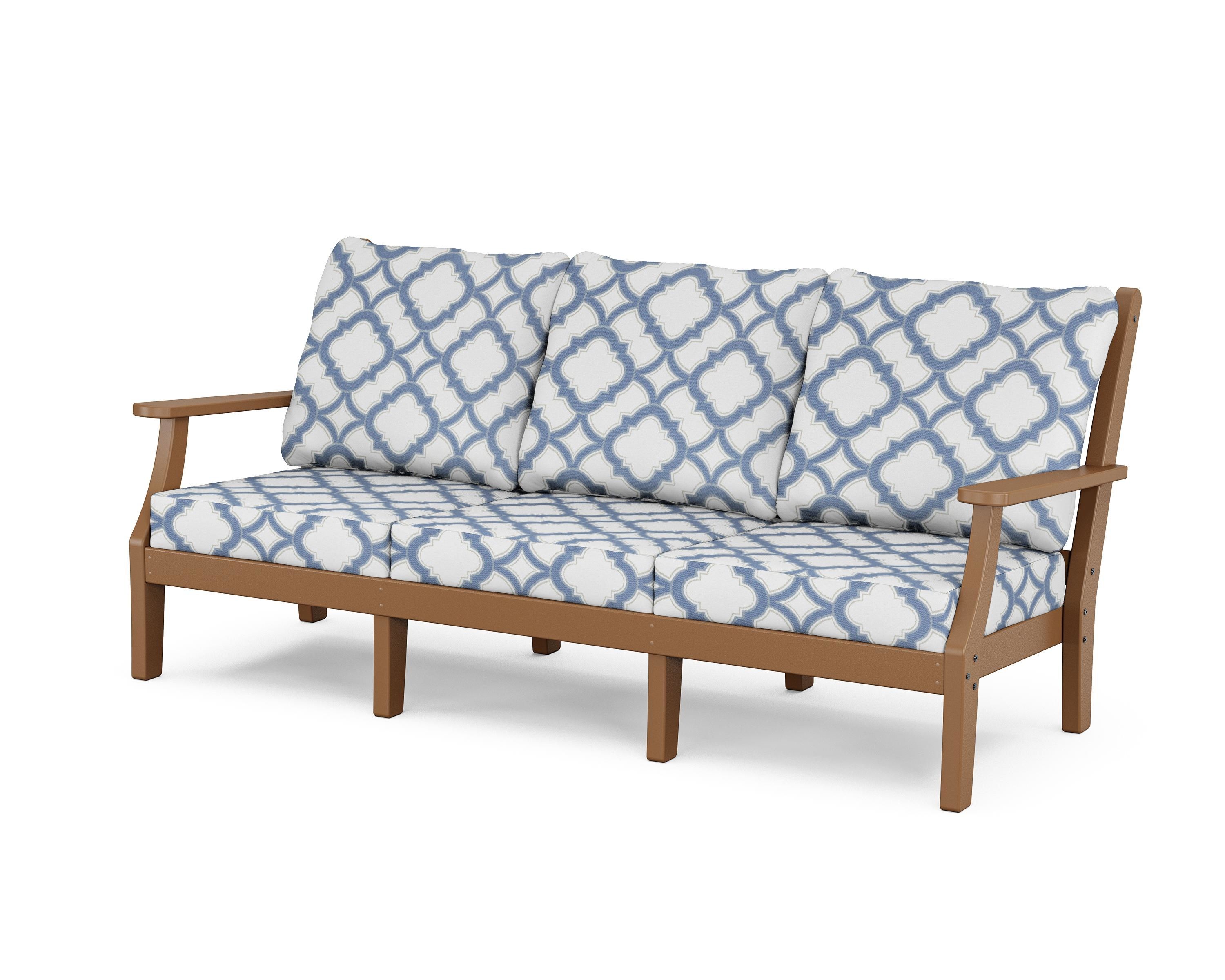Country Living Wovendale Deep Seating Sofa in Teak / Trellis Sky Blue