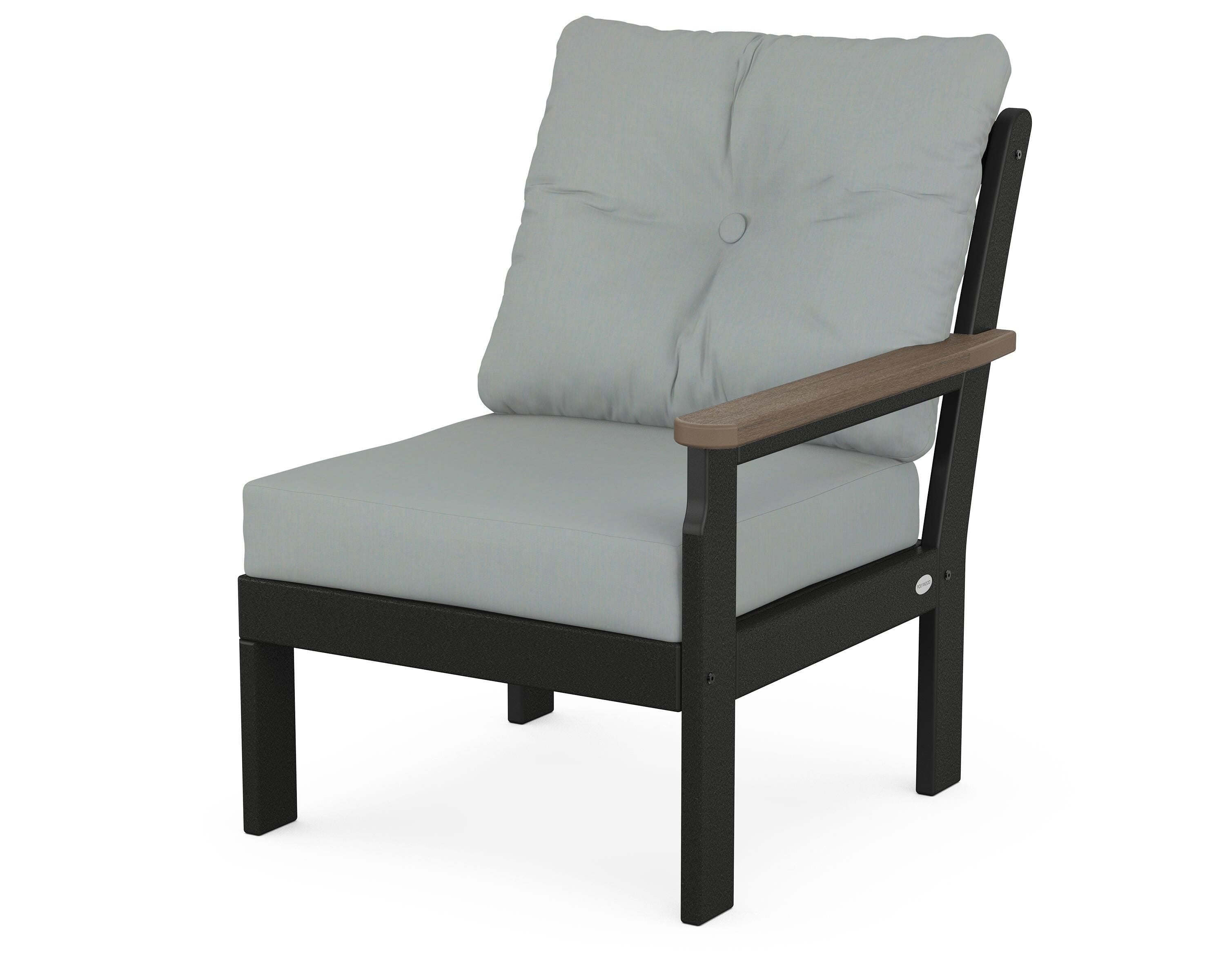 POLYWOOD® Vineyard Modular Right Arm Chair in Black / Kona / Spa
