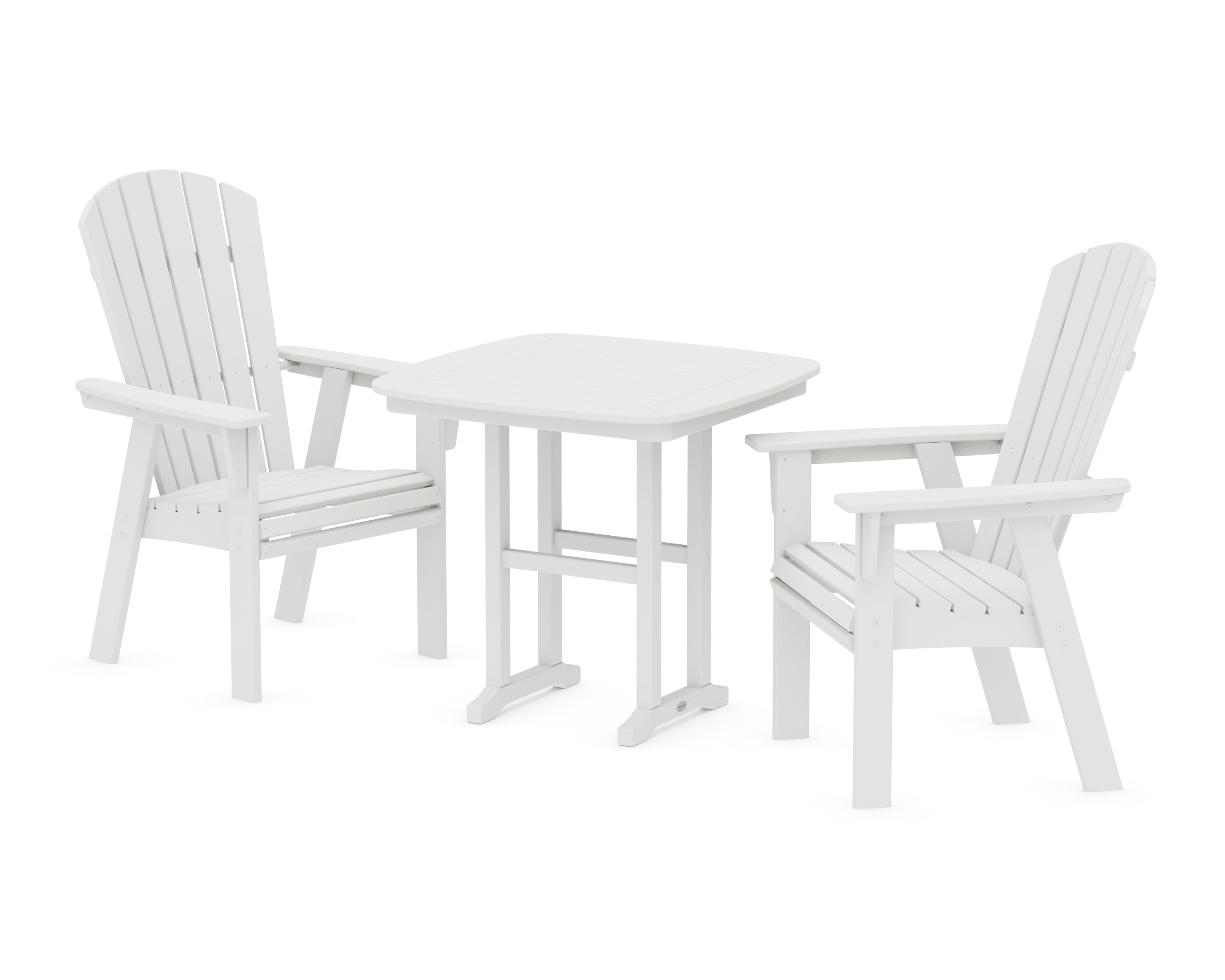 POLYWOOD® Nautical Adirondack 3-Piece Dining Set in White