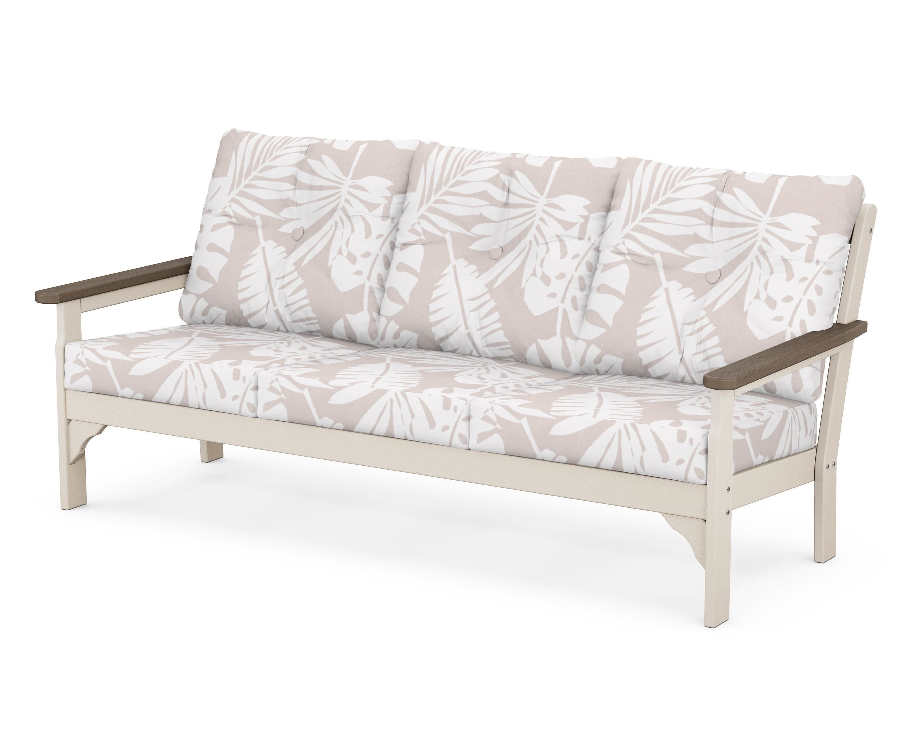 POLYWOOD® Vineyard Deep Seating Sofa in Sand / Kona / Leaf Dune Burlap