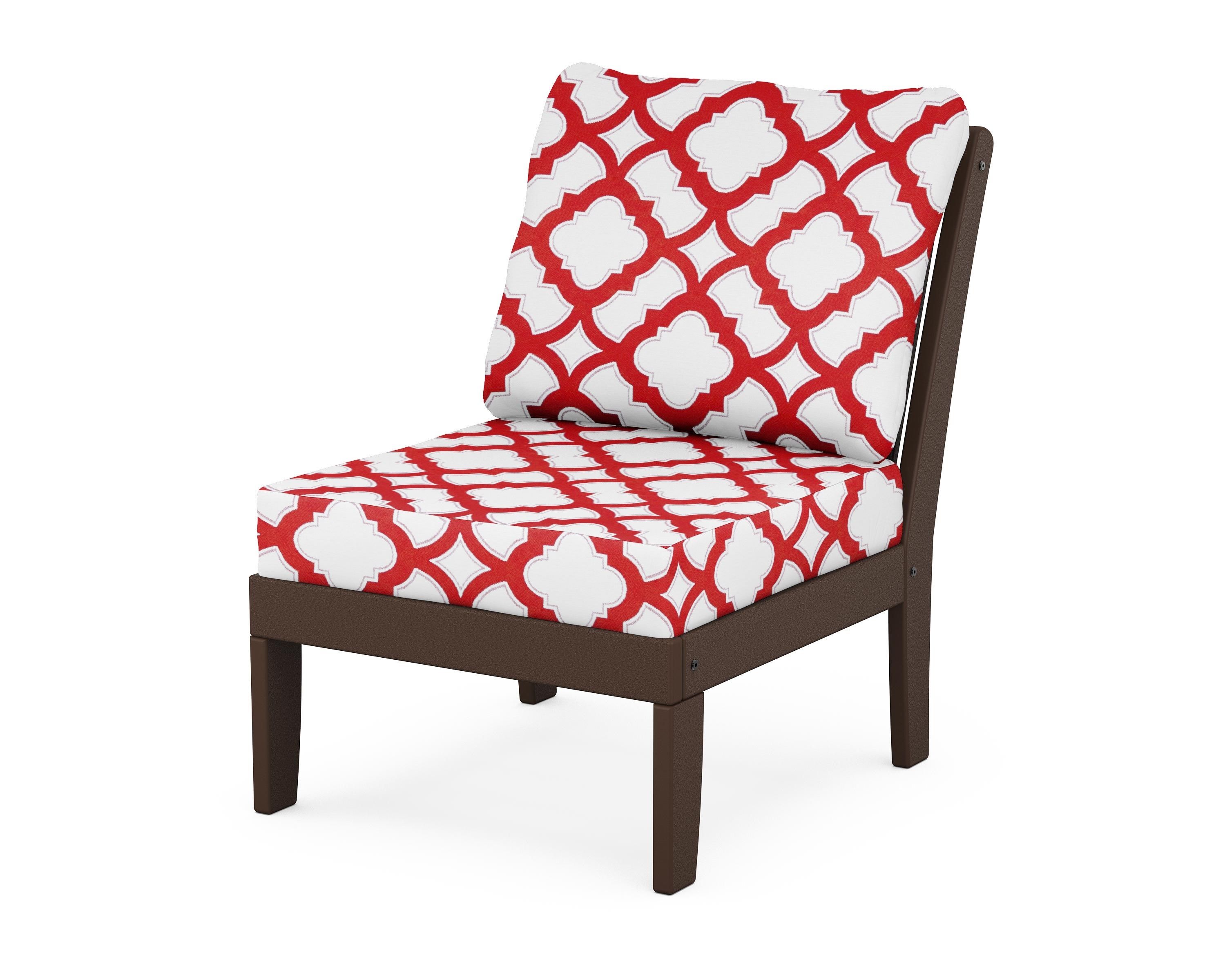 POLYWOOD® Braxton Modular Armless Chair in Mahogany / Trellis Crimson