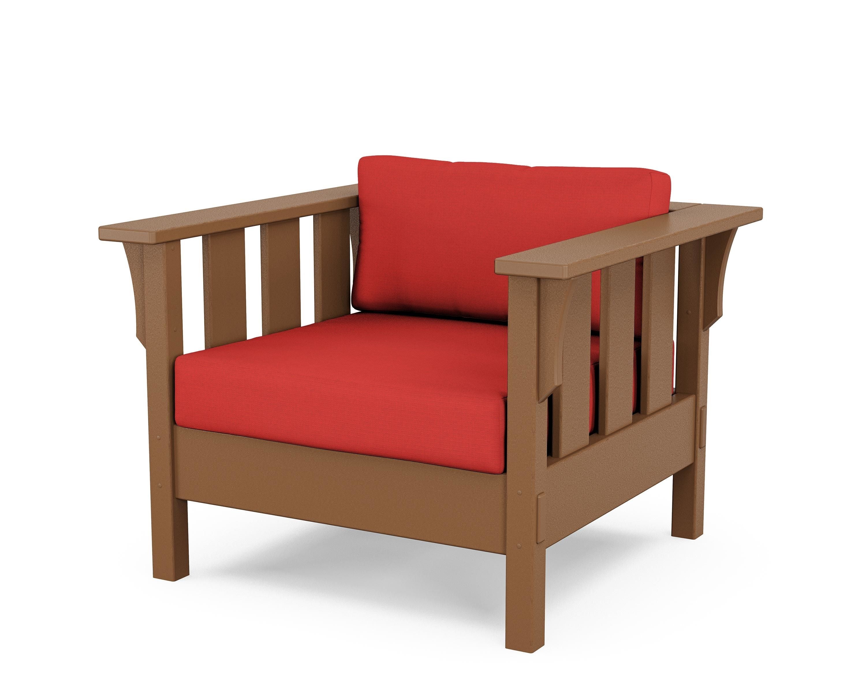 Martha Stewart by POLYWOOD® Acadia Deep Seating Chair in Teak / Crimson Linen