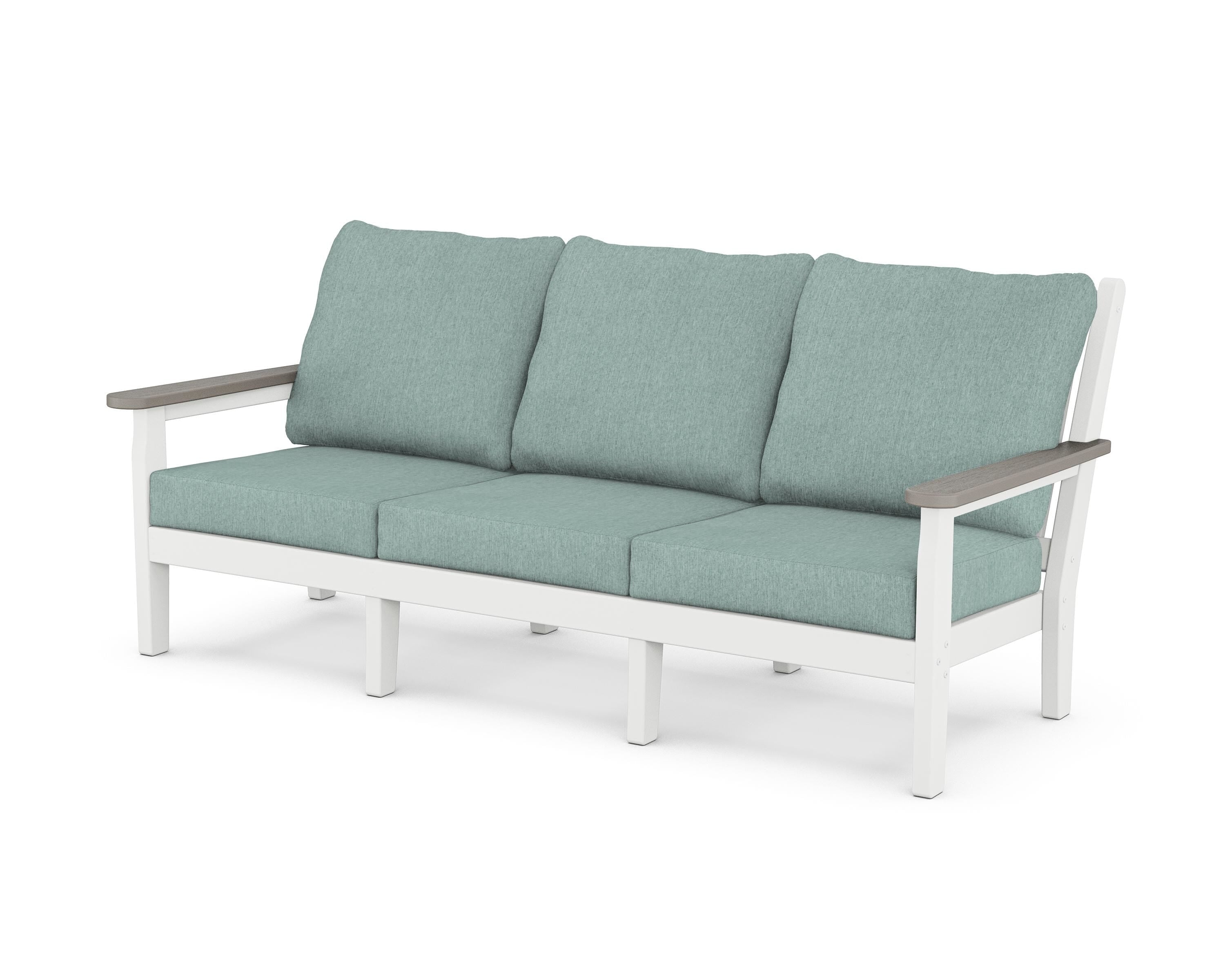 POLYWOOD® Chippendale Deep Seating Sofa in White / Driftwood / Glacier Spa