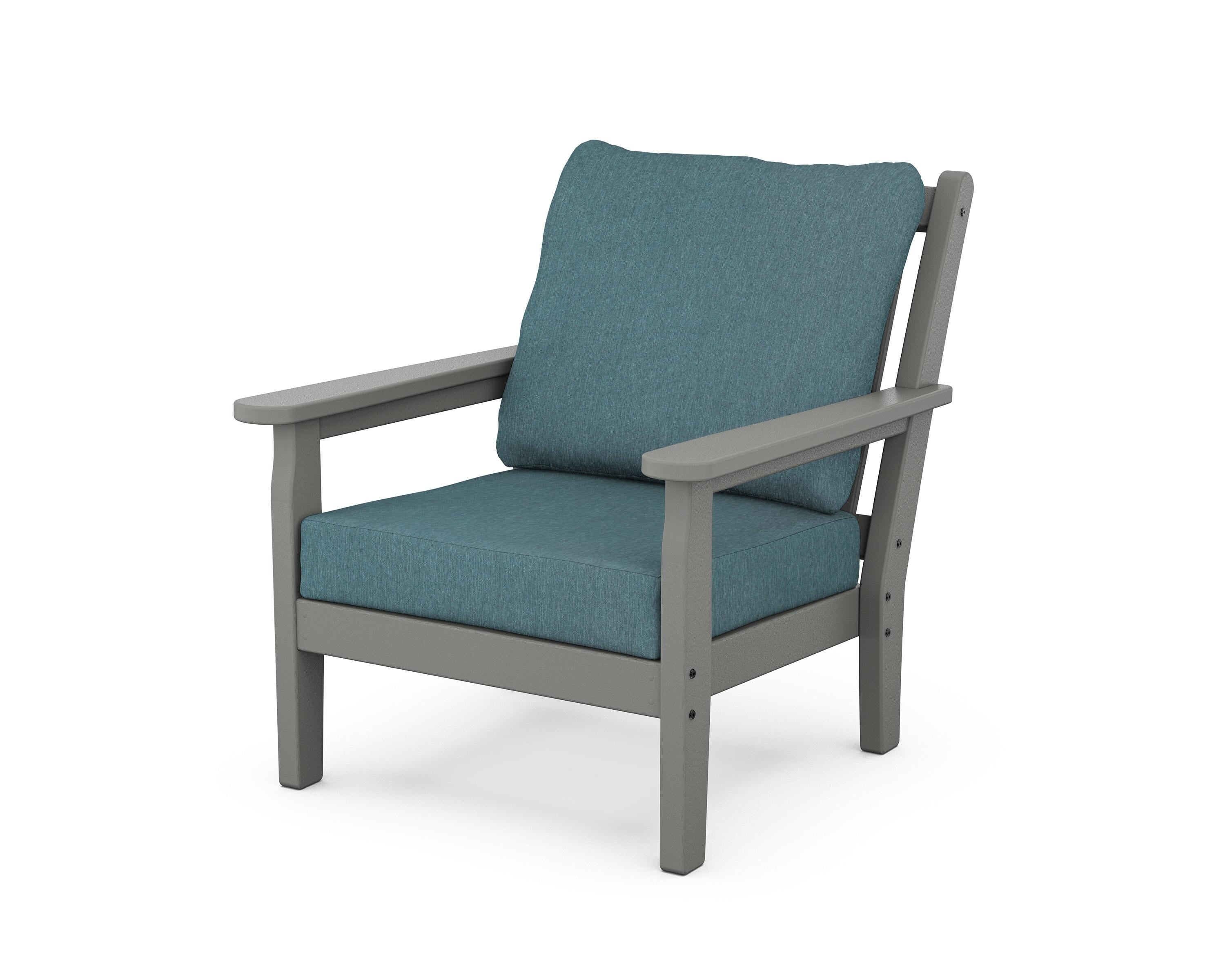 POLYWOOD® Chippendale Deep Seating Chair in Slate Grey / Ocean Teal