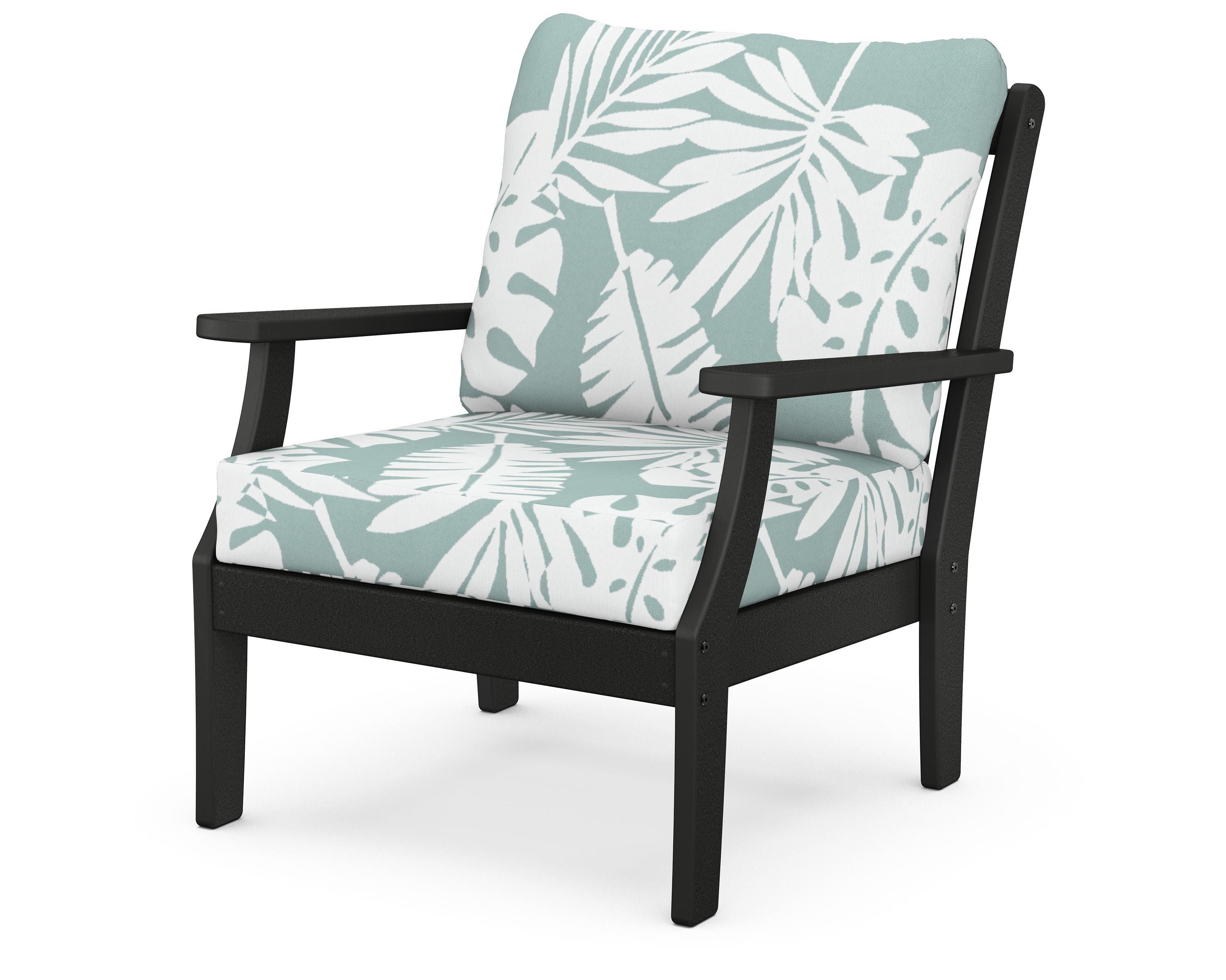 POLYWOOD® Braxton Deep Seating Chair in Black / Leaf Glacier Spa