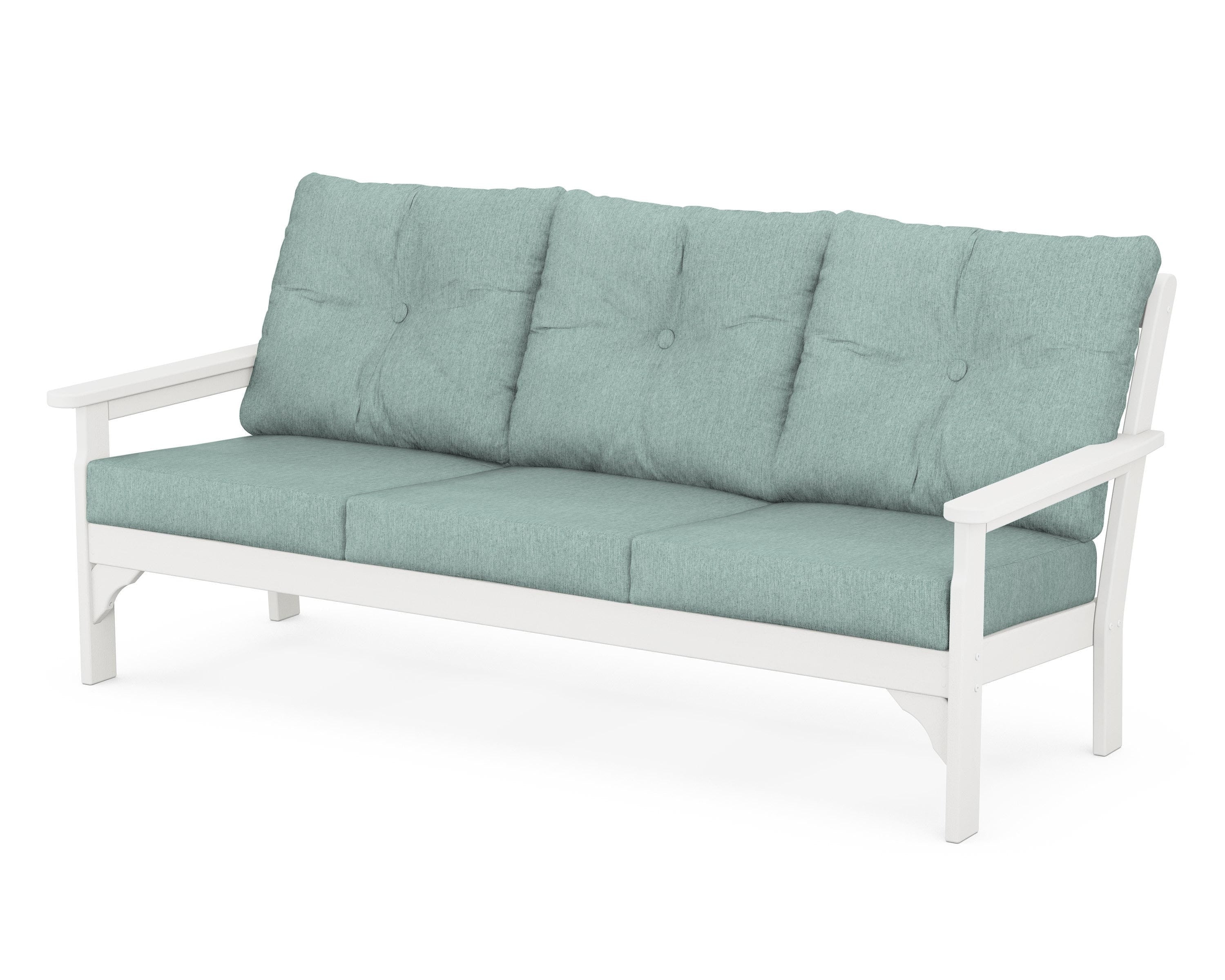 POLYWOOD® Vineyard Deep Seating Sofa in Vintage White / Glacier Spa
