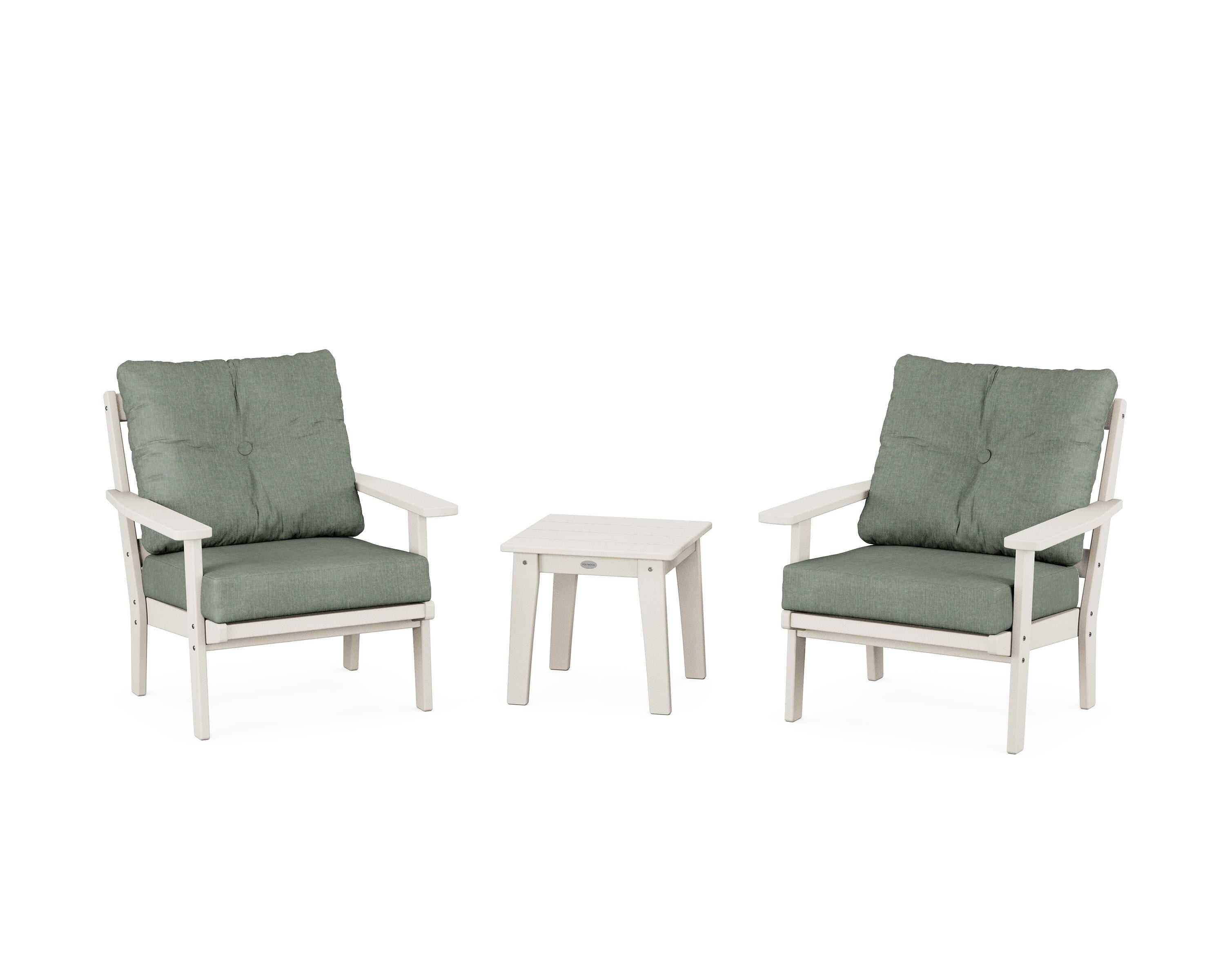 POLYWOOD® Oxford 3-Piece Deep Seating Set in Sand / Cast Sage