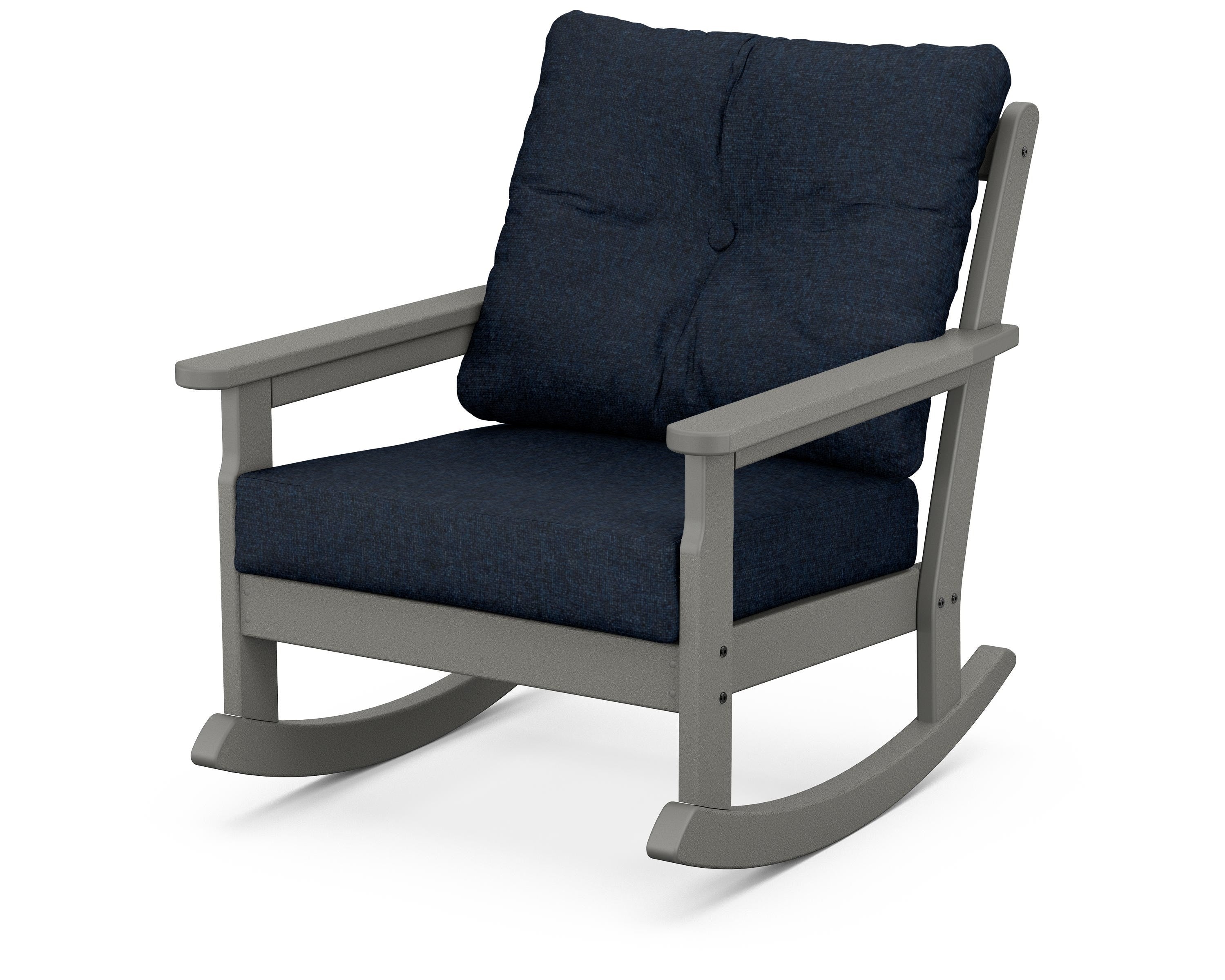POLYWOOD® Vineyard Deep Seating Rocking Chair in Slate Grey / Marine Indigo