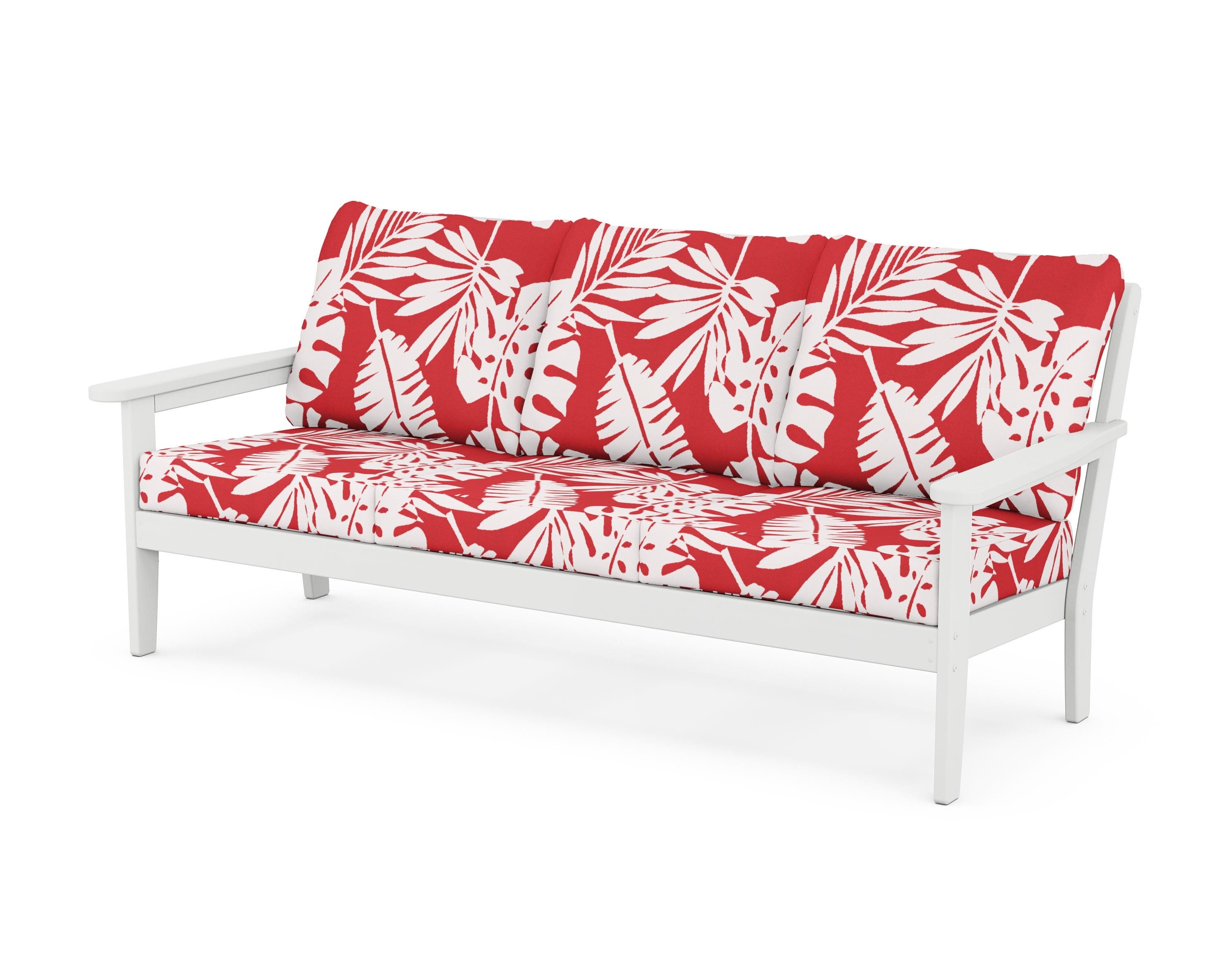 Country Living Cottage Deep Seating Sofa in White / Leaf Crimson