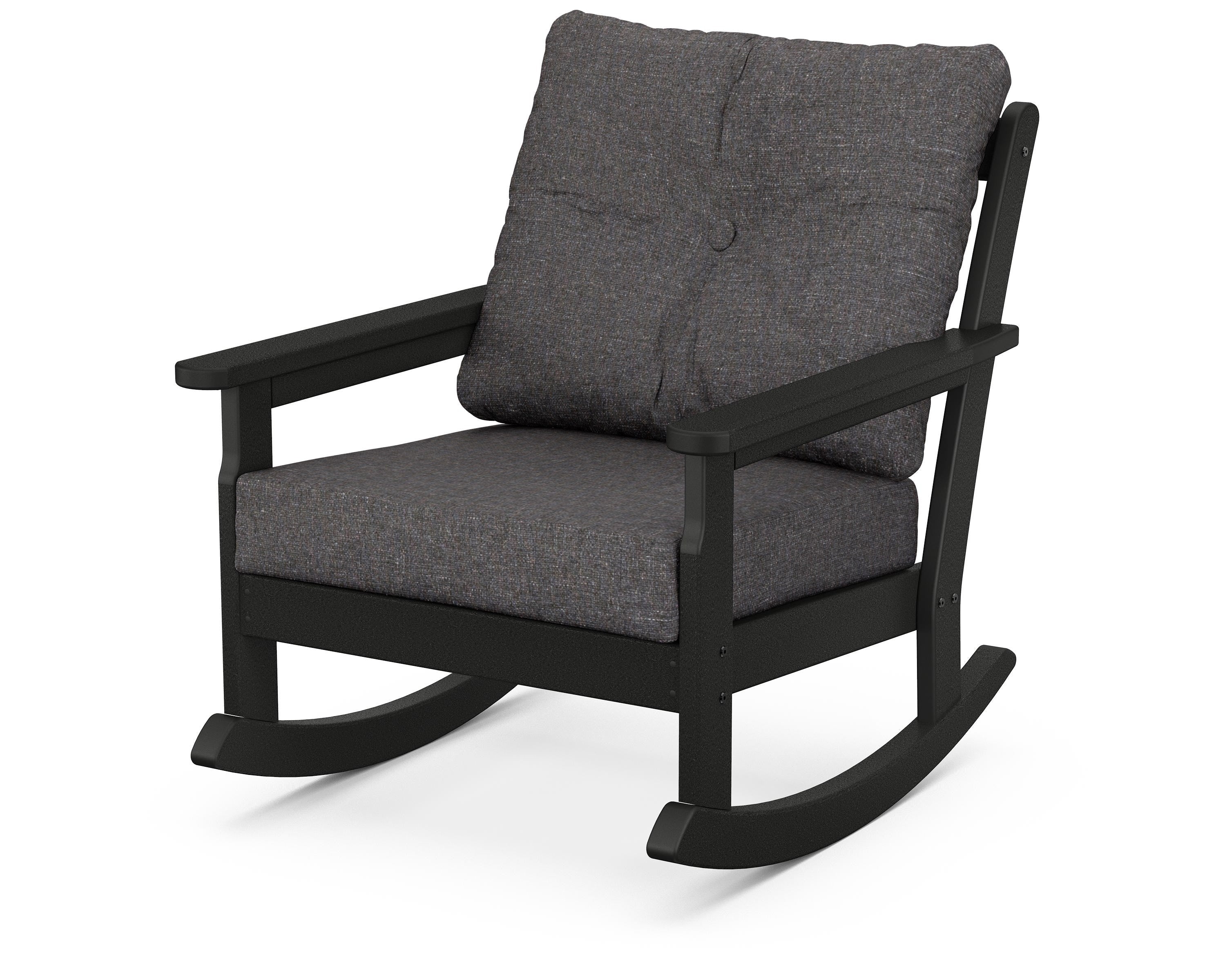POLYWOOD® Vineyard Deep Seating Rocking Chair in Black / Ash Charcoal
