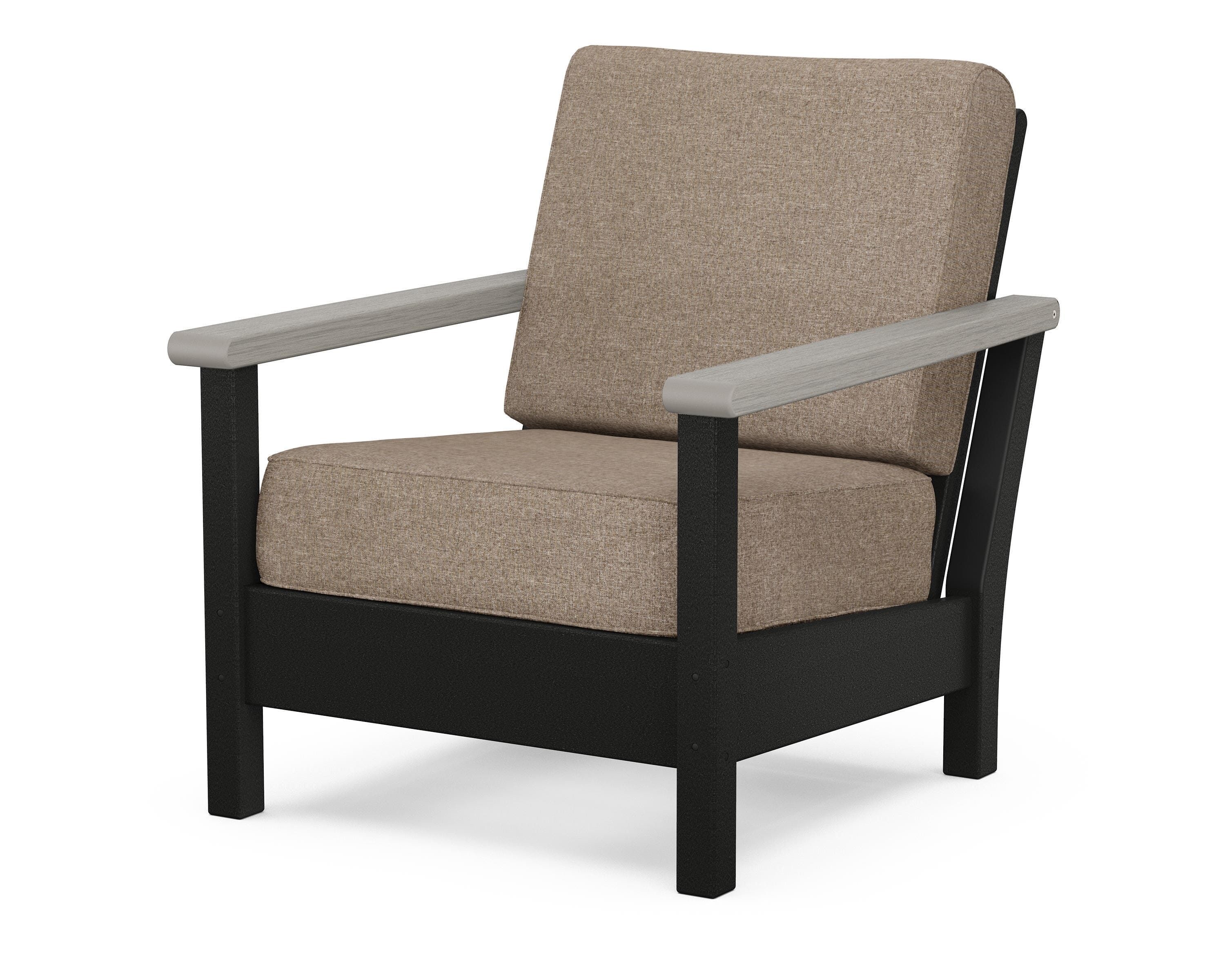 POLYWOOD® Harbour Deep Seating Chair in Black / Driftwood / Spiced Burlap