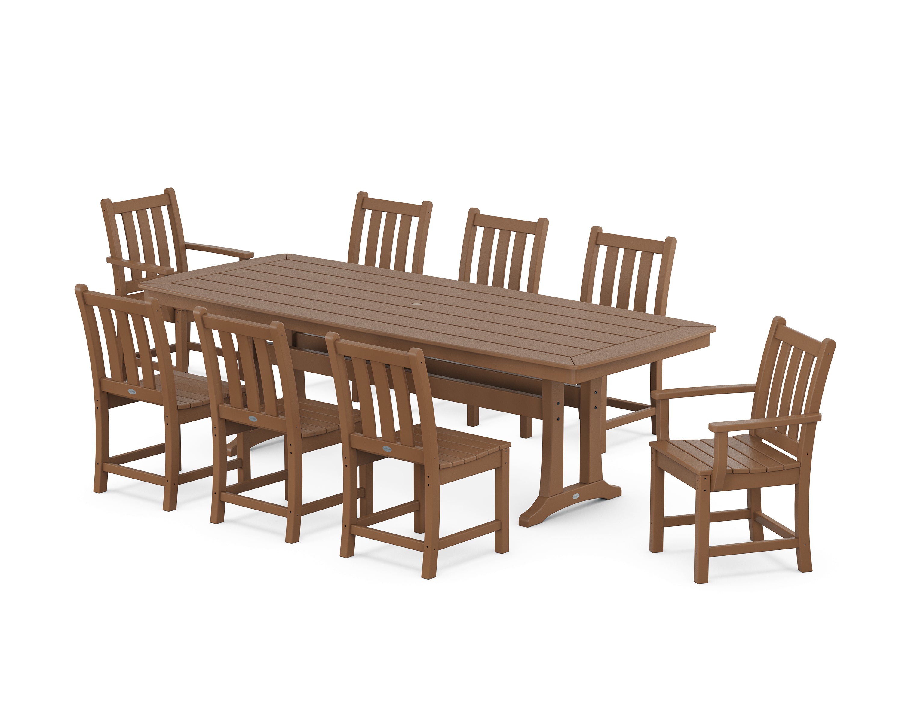POLYWOOD® Traditional Garden 9-Piece Dining Set with Trestle Legs in Teak