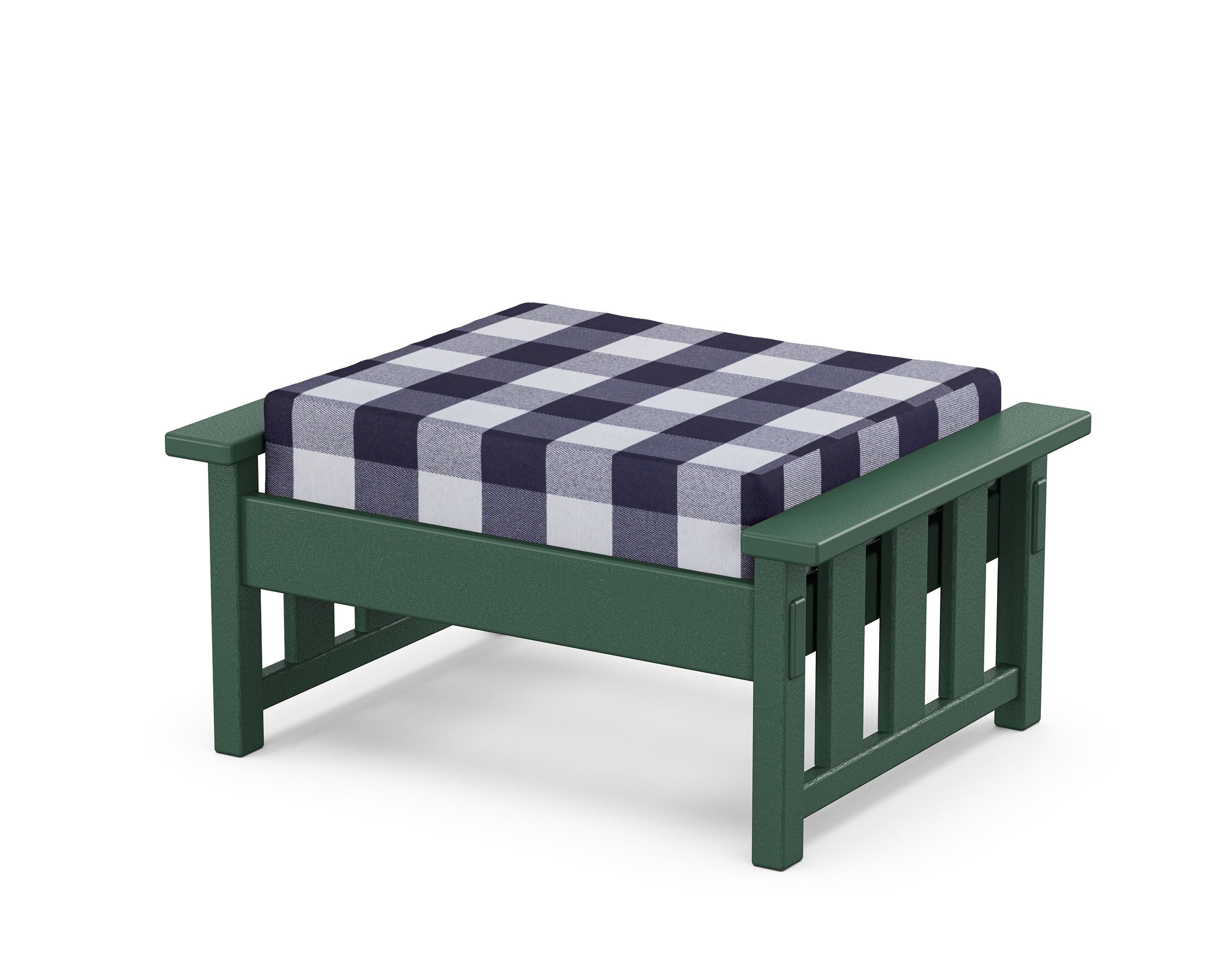 Martha Stewart by POLYWOOD® Acadia Deep Seating Ottoman in Green / Buffalo Plaid Navy