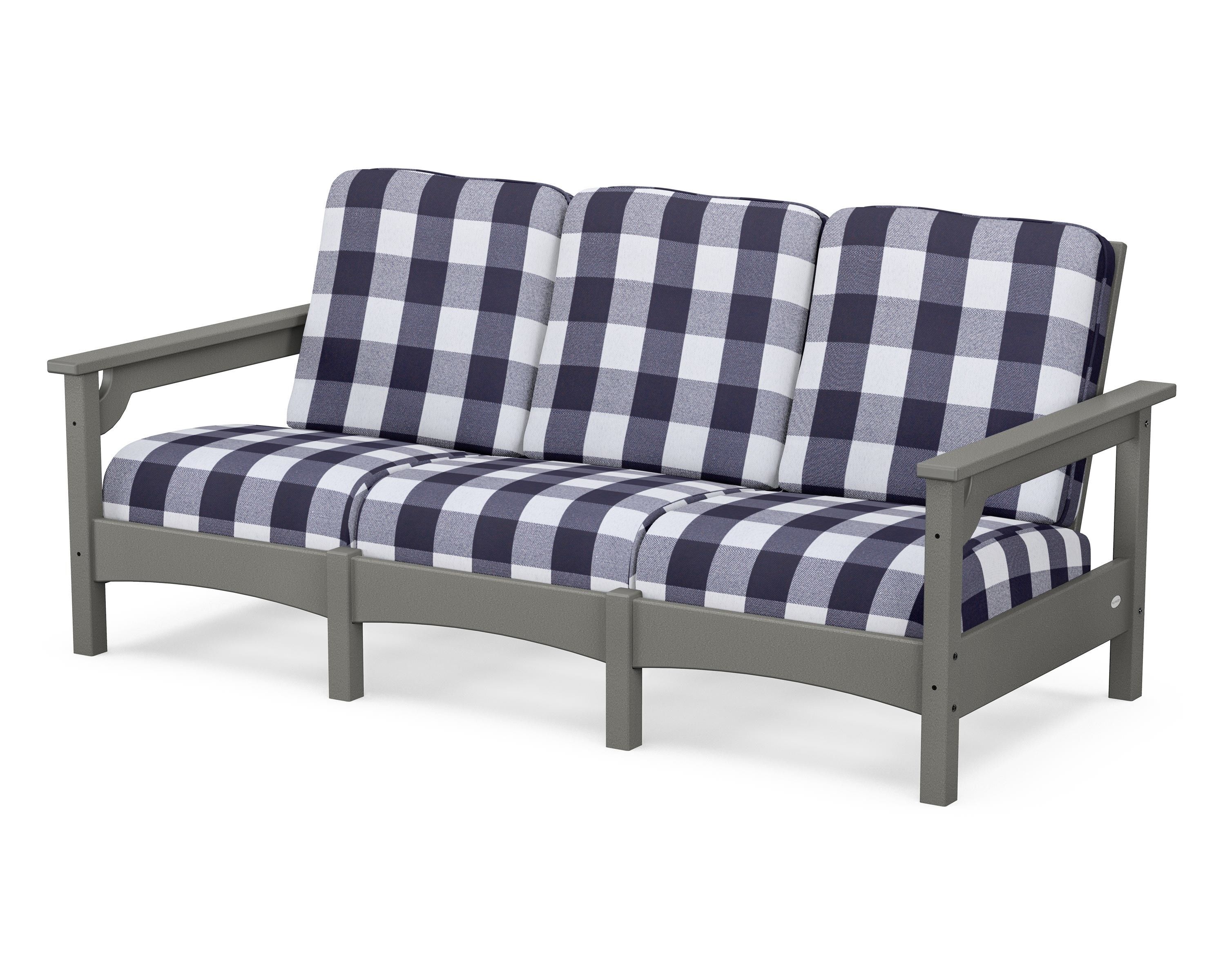 POLYWOOD® Club Sofa in Slate Grey / Buffalo Plaid Navy