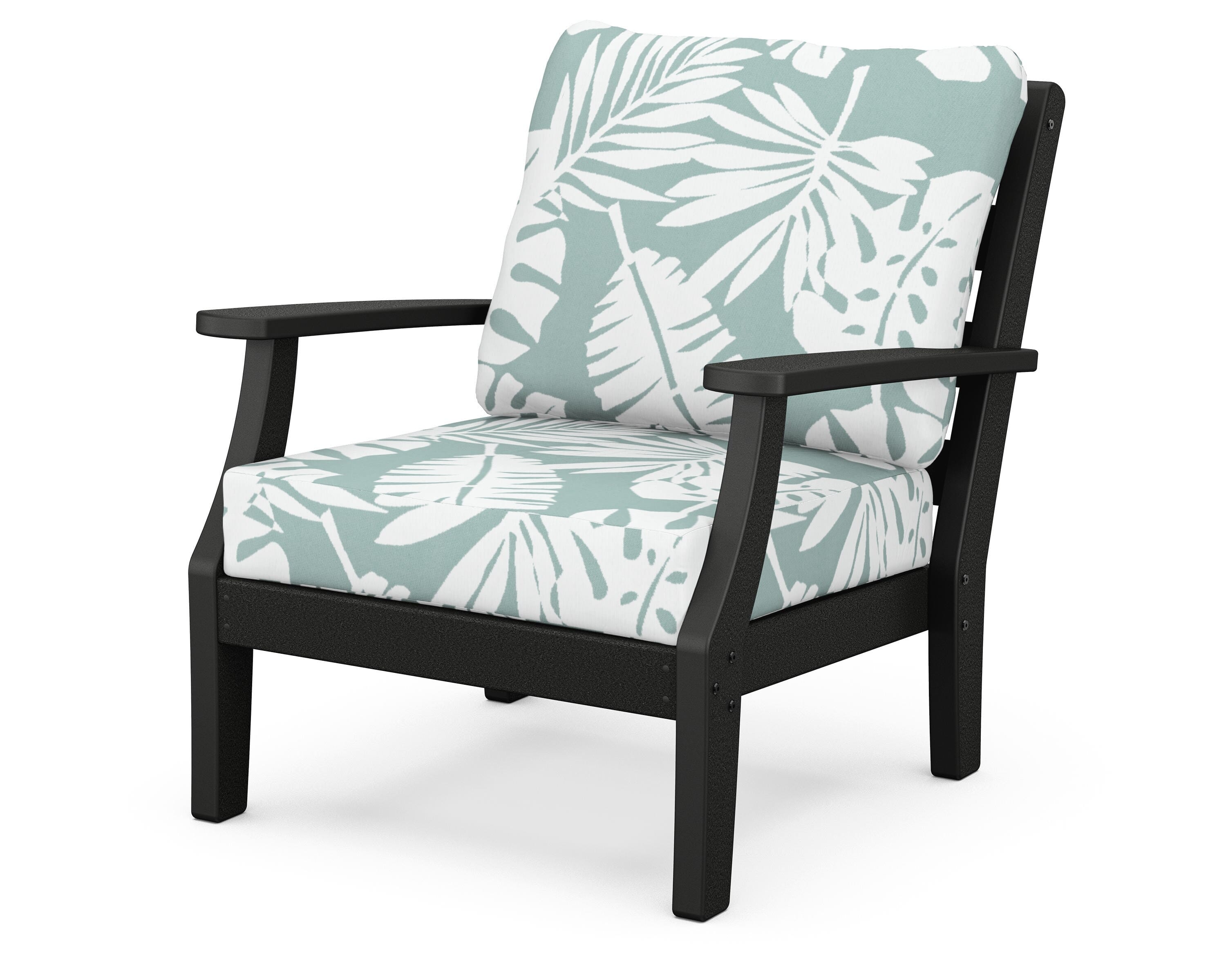 POLYWOOD® Chesapeake Deep Seating Chair in Black / Leaf Glacier Spa