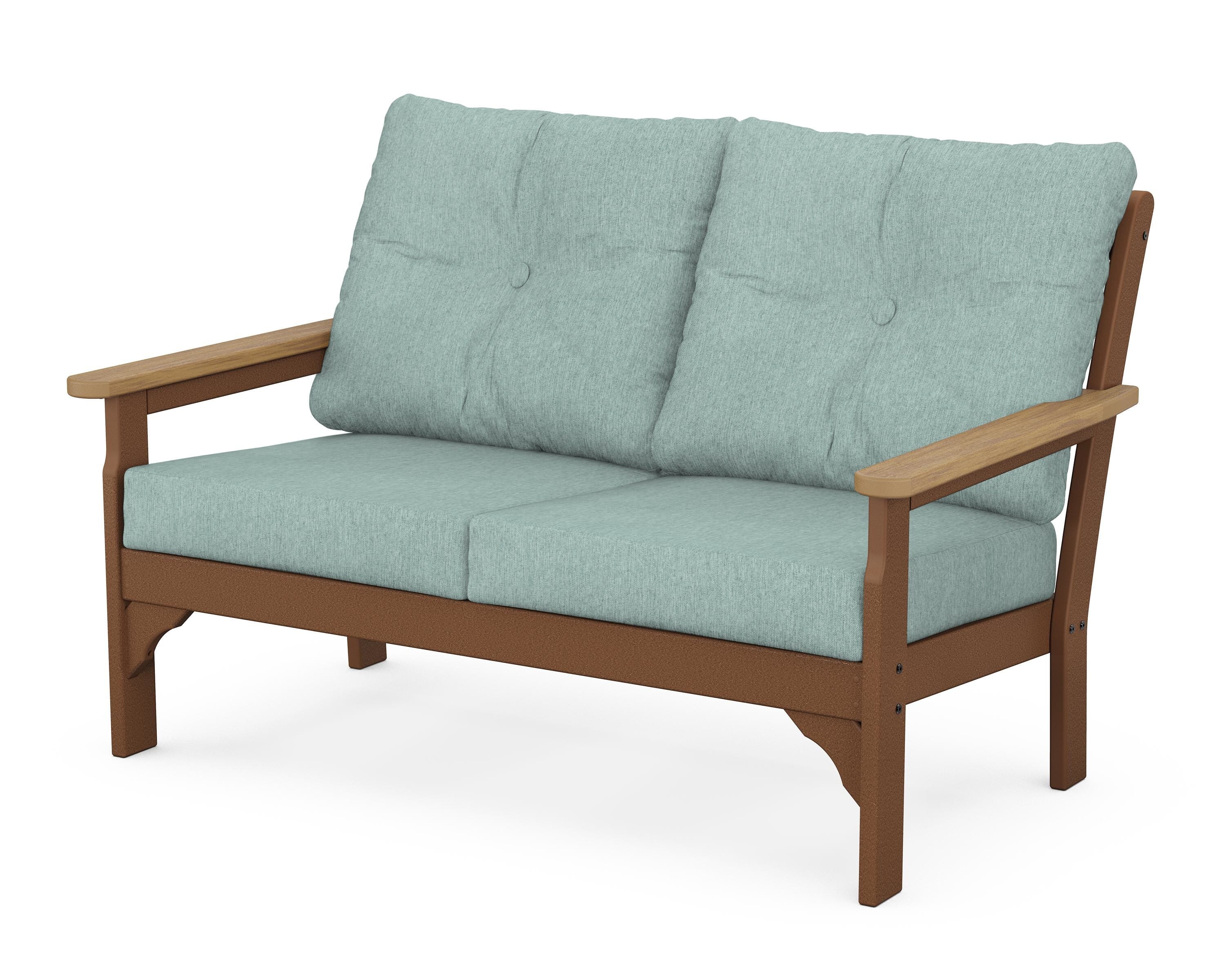 POLYWOOD® Vineyard Deep Seating Loveseat in Teak / Natural / Glacier Spa
