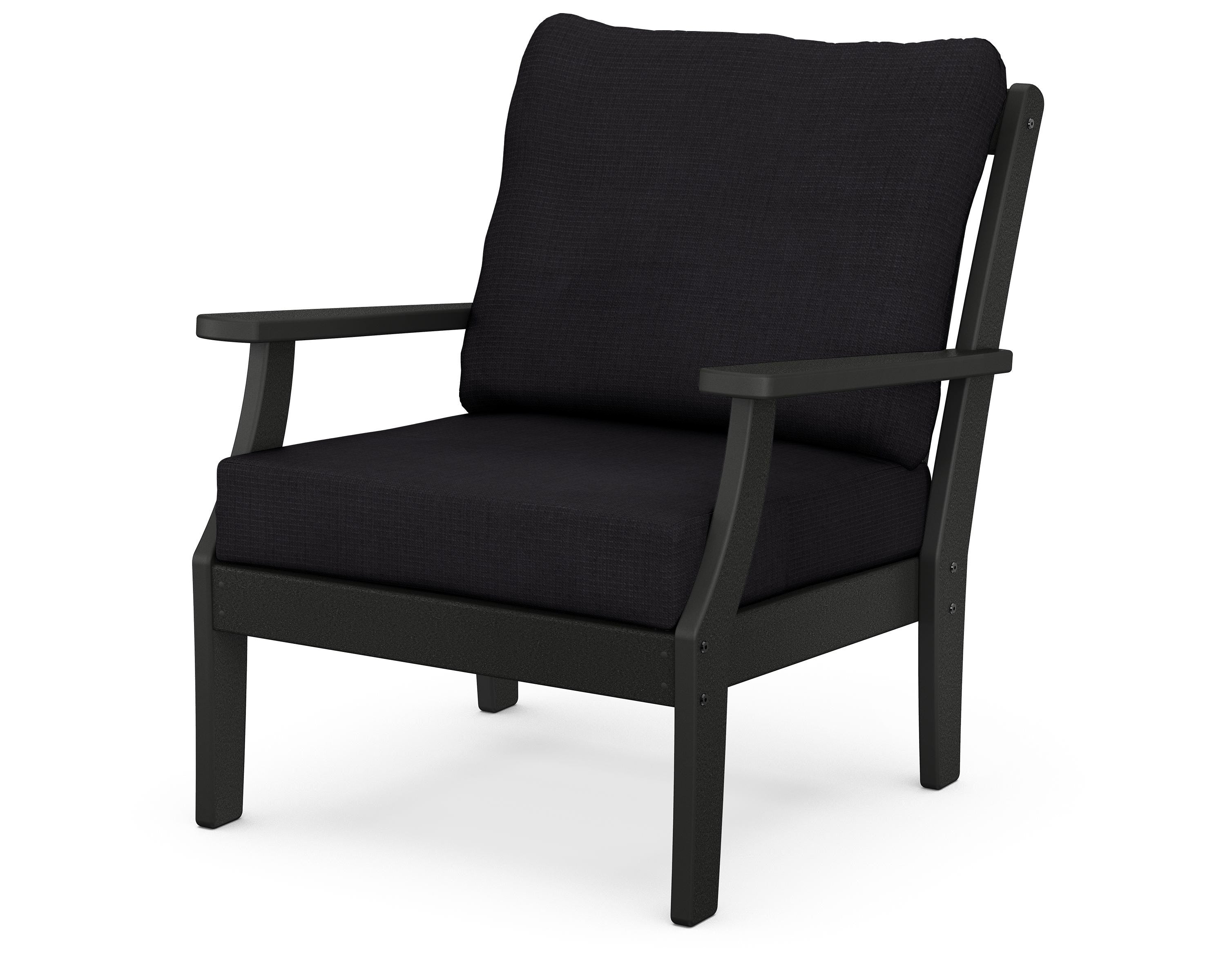 POLYWOOD® Braxton Deep Seating Chair in Black / Midnight Linen