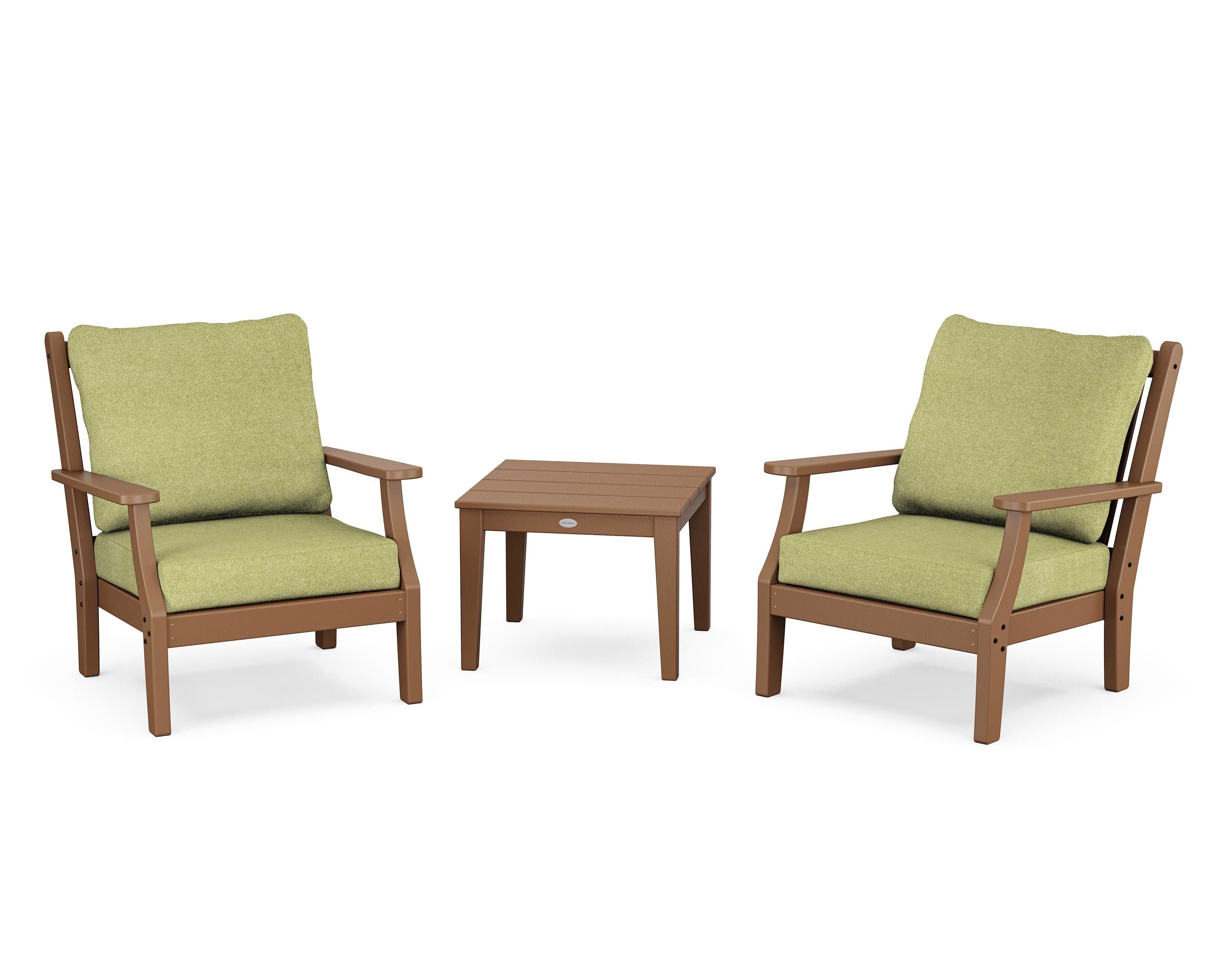 Country Living Wovendale 3-Piece Deep Seating Set in Teak / Chartreuse Boucle