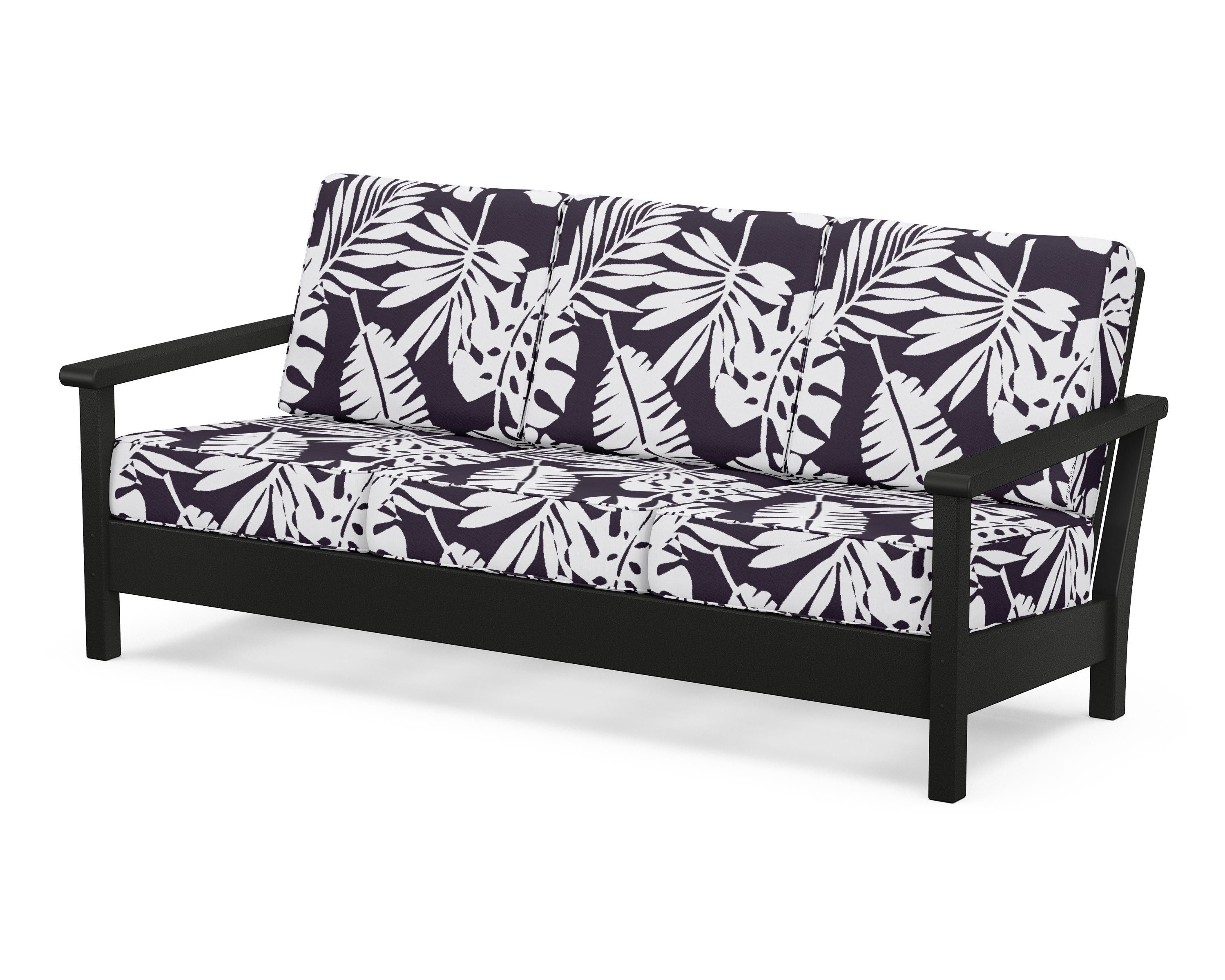 POLYWOOD® Harbour Deep Seating Sofa in Black / Leaf Navy