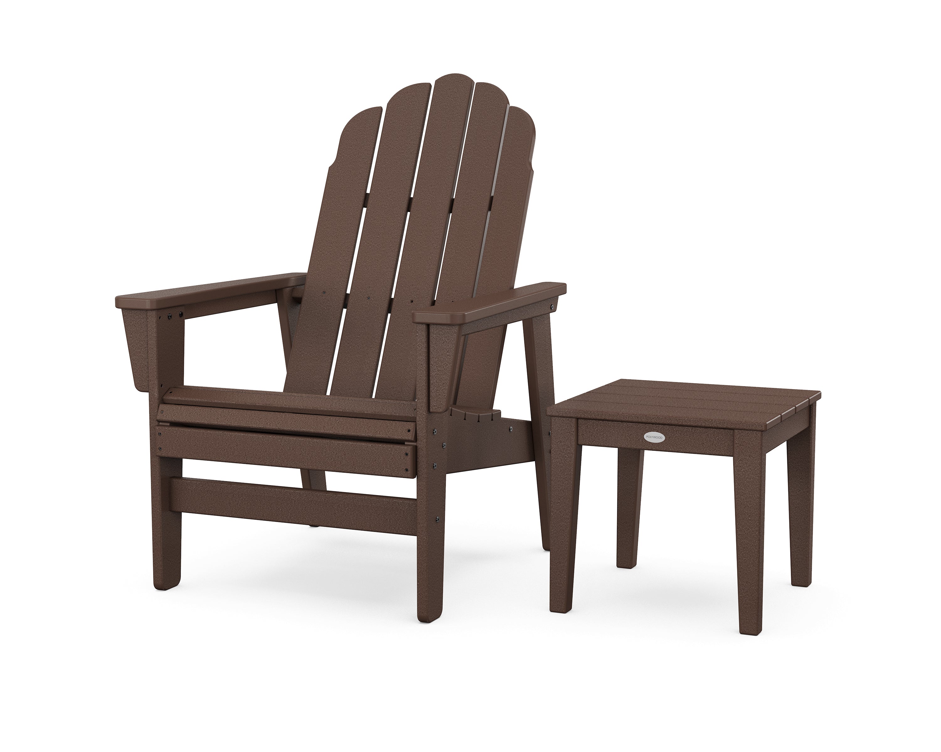 POLYWOOD® Vineyard Grand Upright Adirondack Chair with Side Table in Mahogany