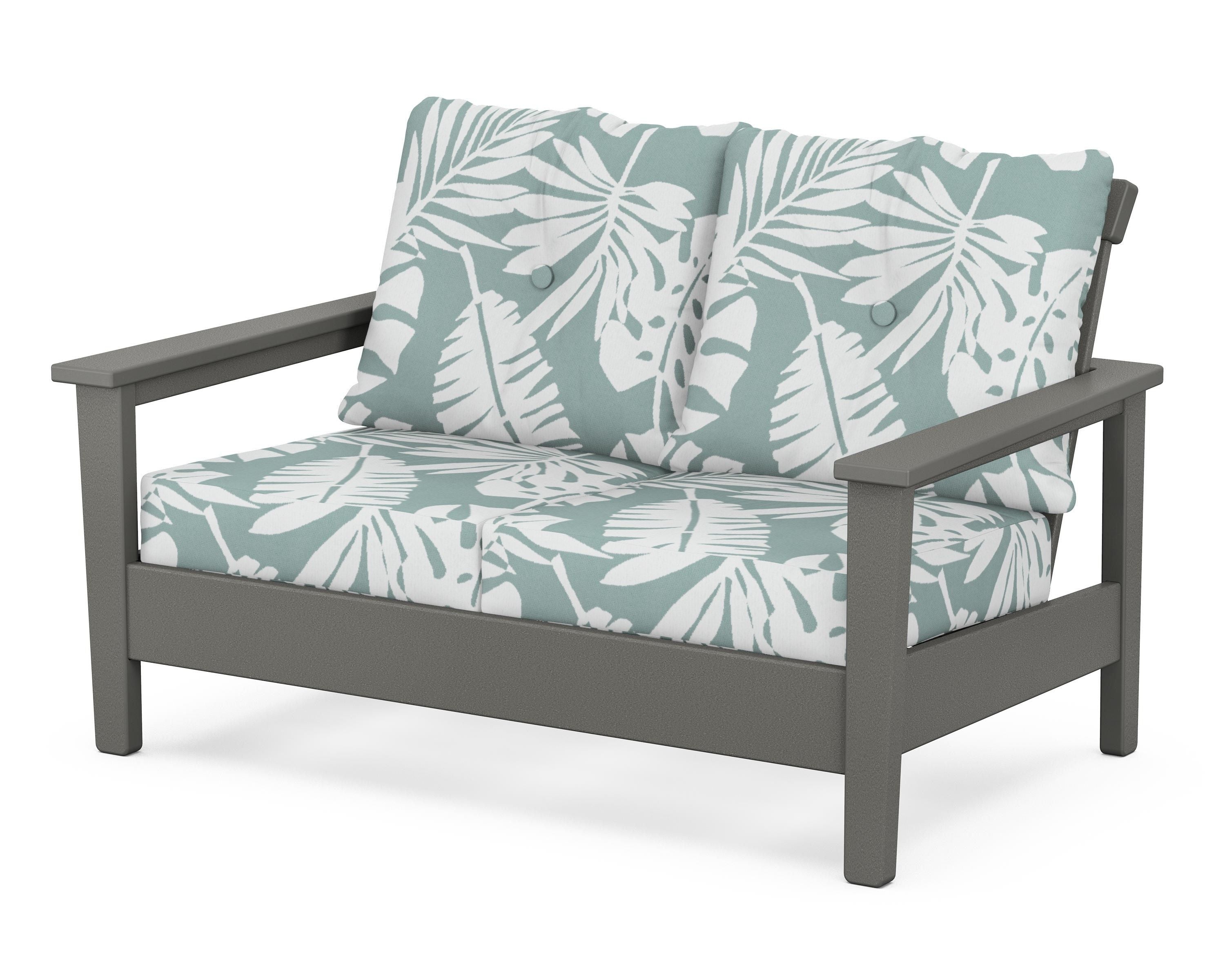 POLYWOOD® Prescott Deep Seating Loveseat in Slate Grey / Leaf Glacier Spa