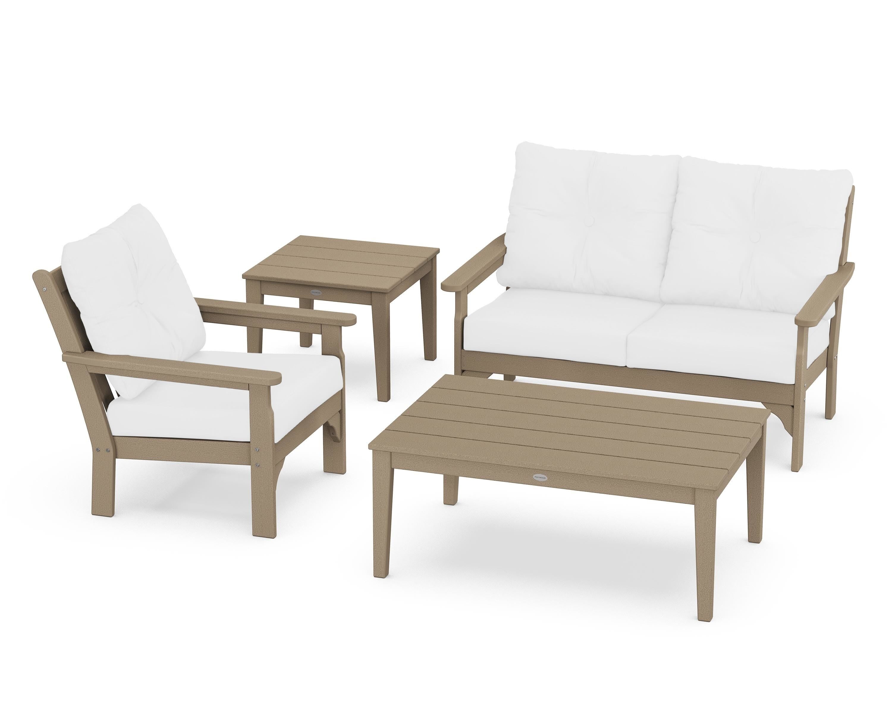 POLYWOOD® Vineyard 4-Piece Deep Seating Set in Vintage Sahara / Natural