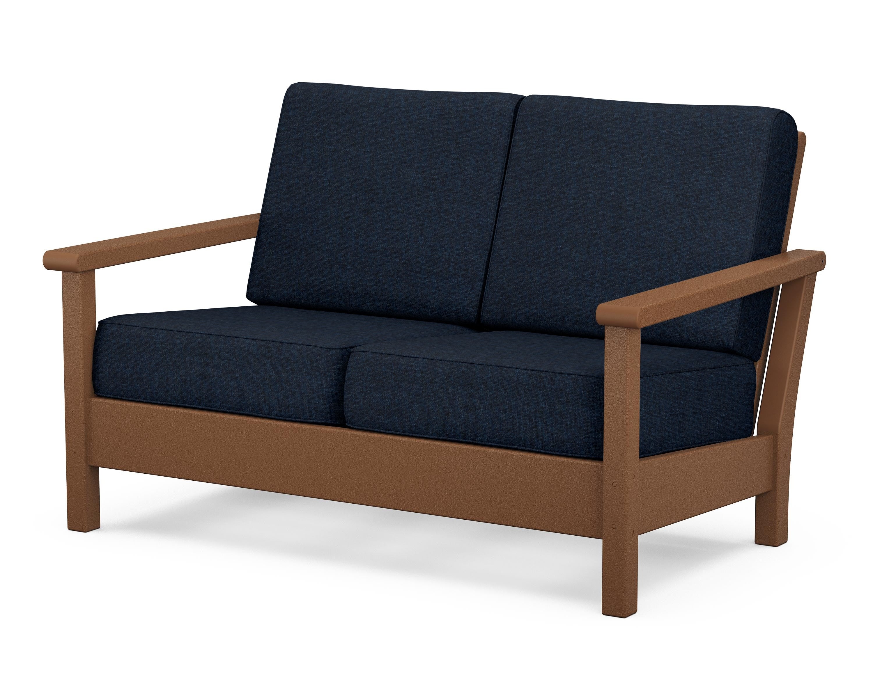POLYWOOD® Harbour Deep Seating Loveseat in Teak / Marine Indigo