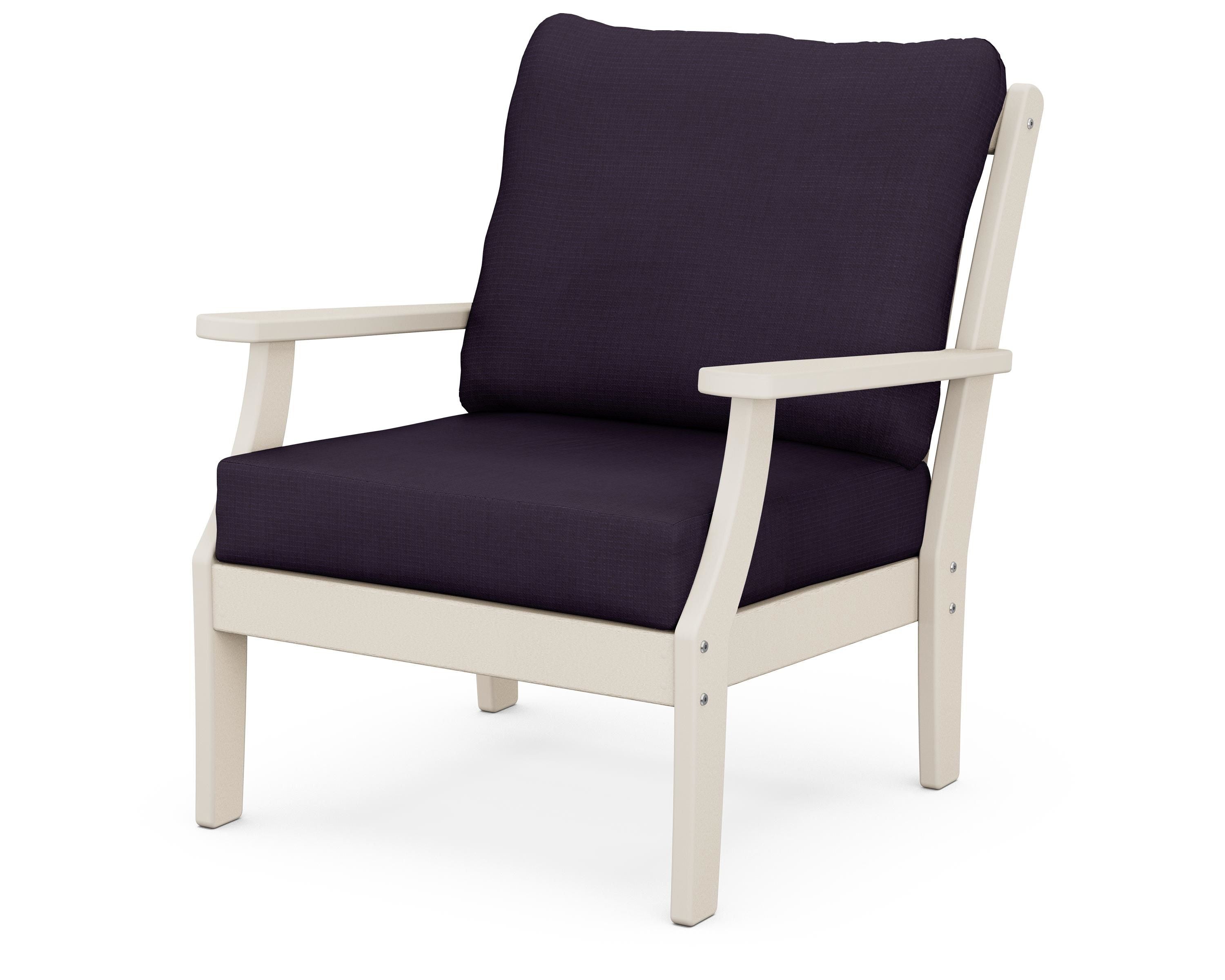 POLYWOOD® Braxton Deep Seating Chair in Sand / Navy Linen