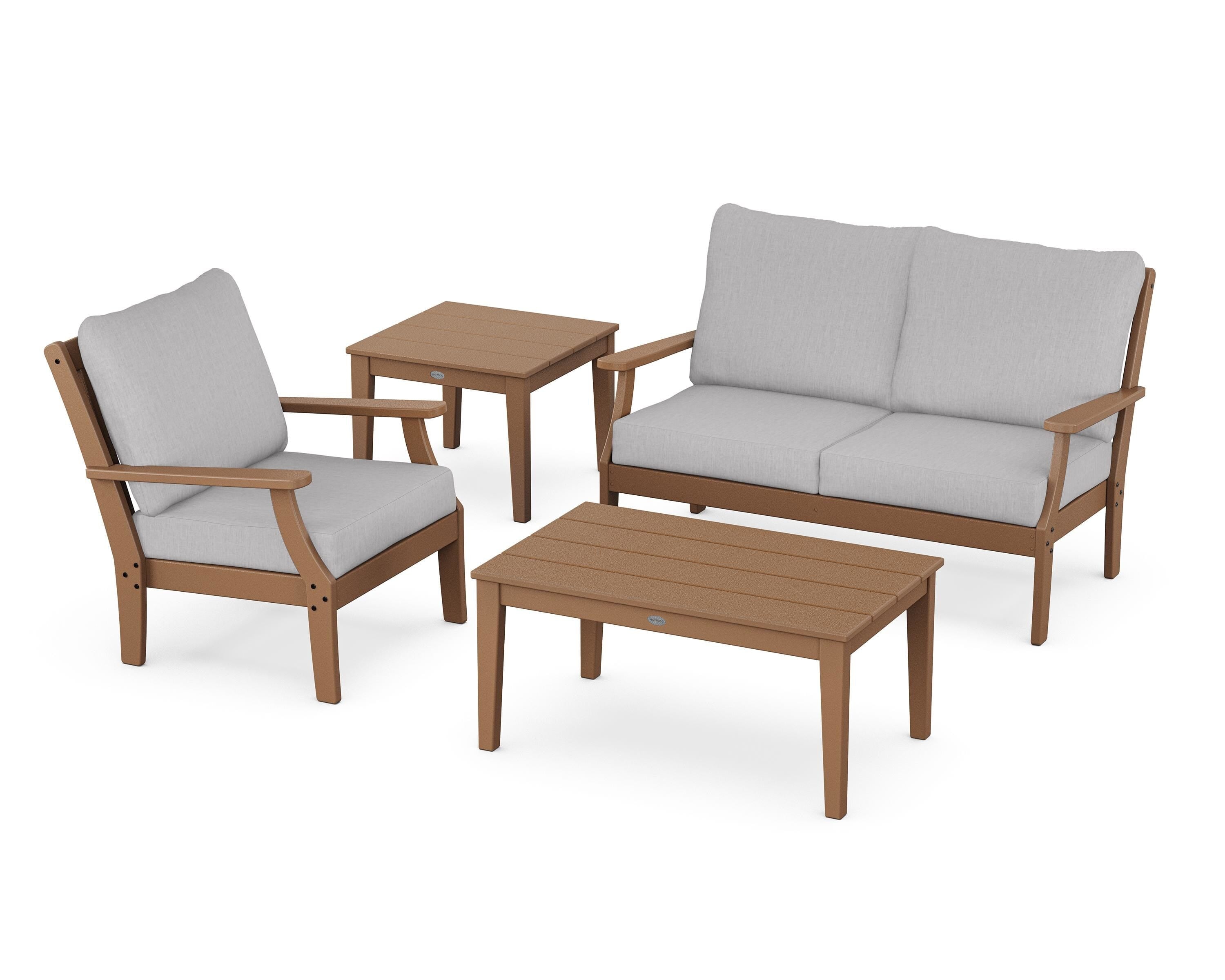POLYWOOD® Braxton 4-Piece Deep Seating Set in Teak / Granite