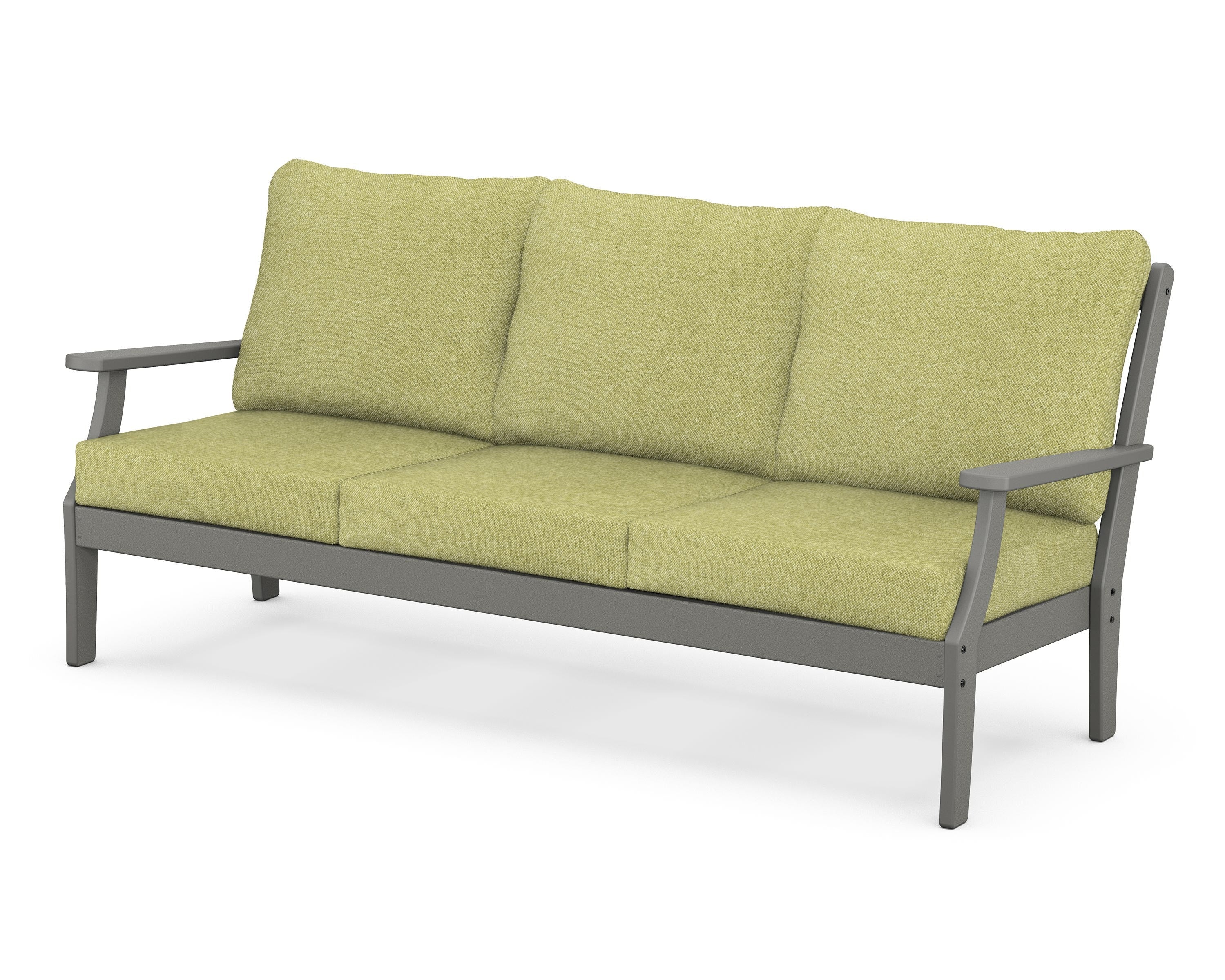 POLYWOOD® Braxton Deep Seating Sofa in Slate Grey / Chartreuse Boucle