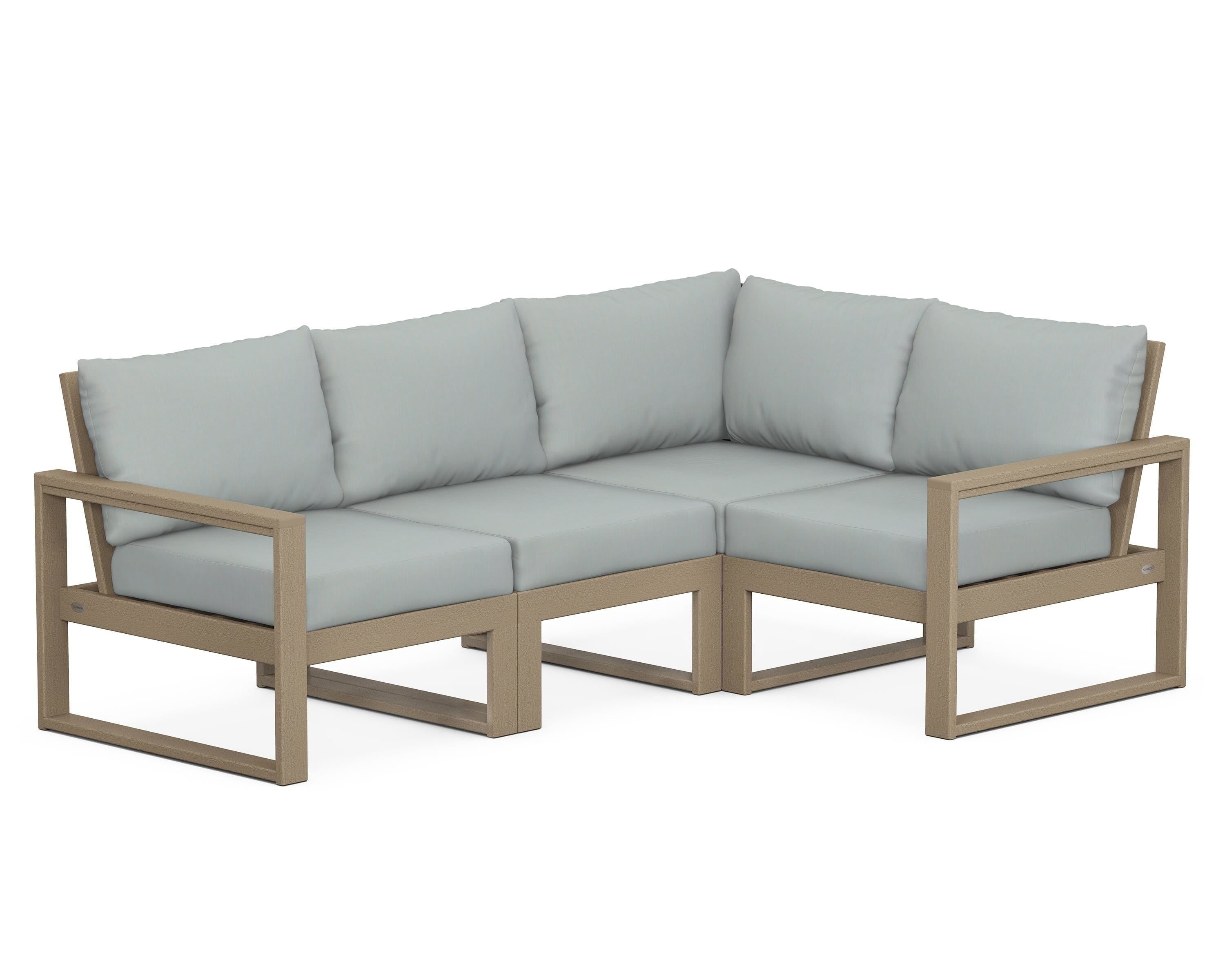 POLYWOOD® EDGE 4-Piece Modular Deep Seating Set in Vintage Sahara / Spa