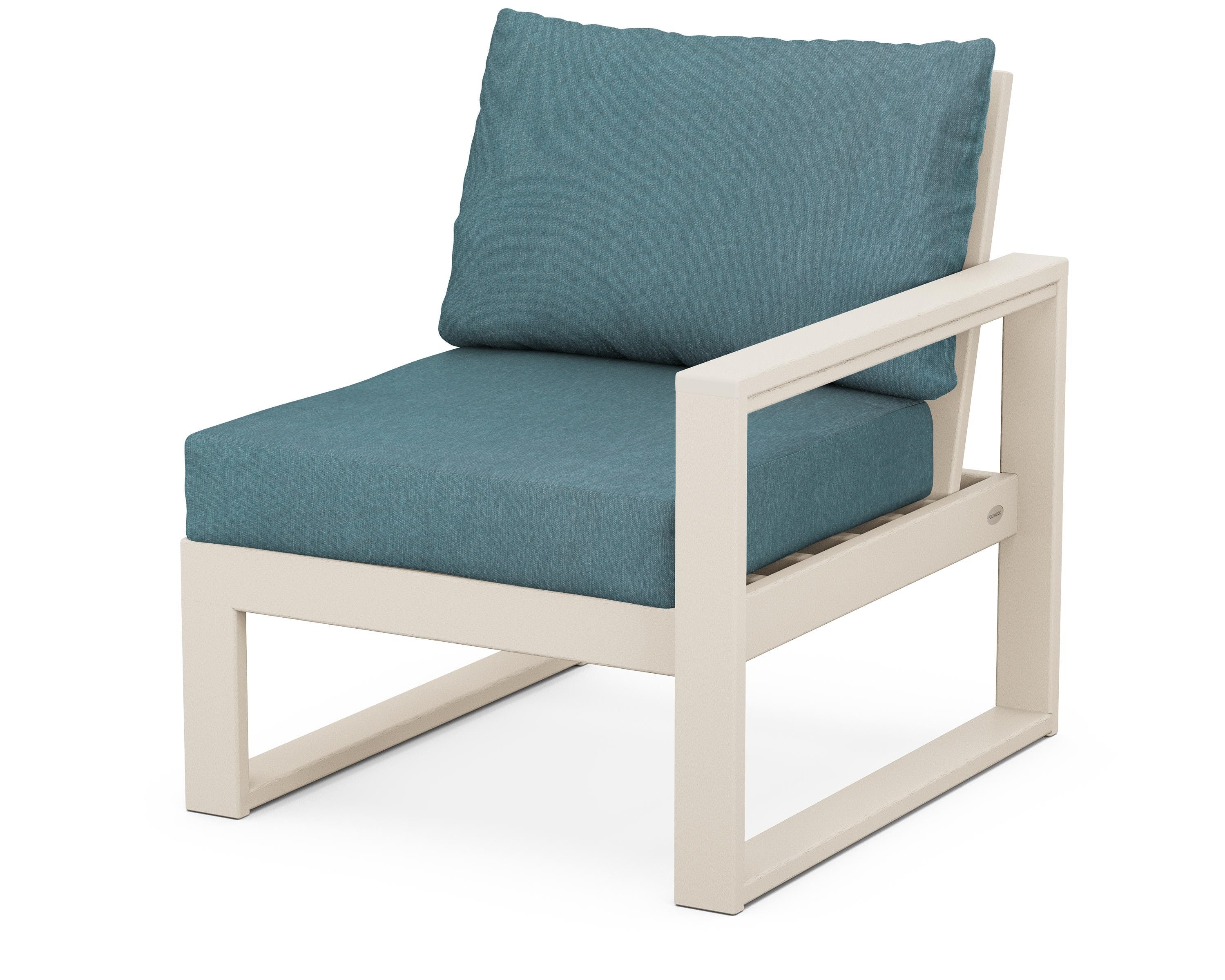 POLYWOOD® EDGE Modular Right Arm Chair in Sand / Ocean Teal