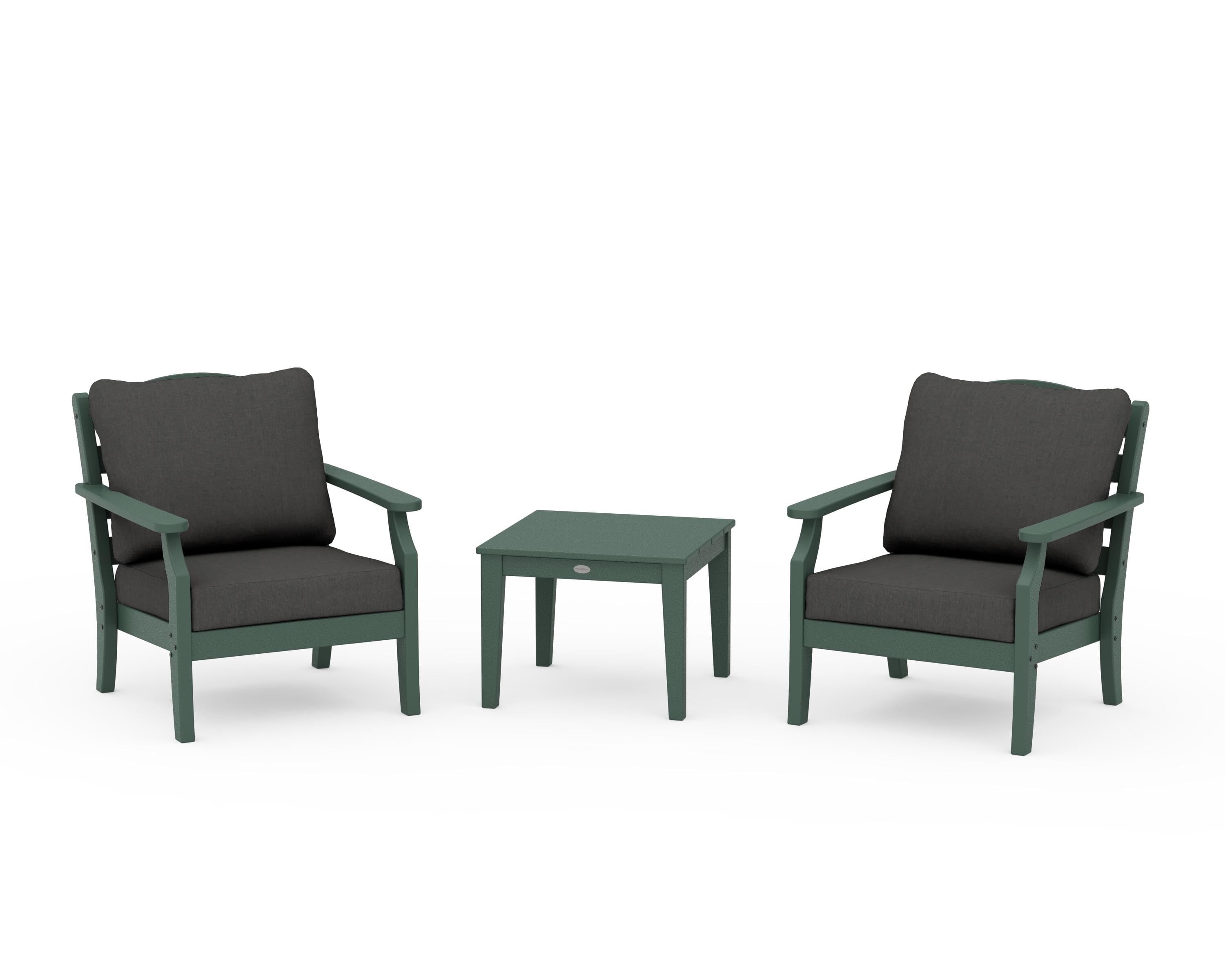 Draper James™ by POLYWOOD® Savannah 3-Piece Deep Seating Set in Green / Spectrum Carbon