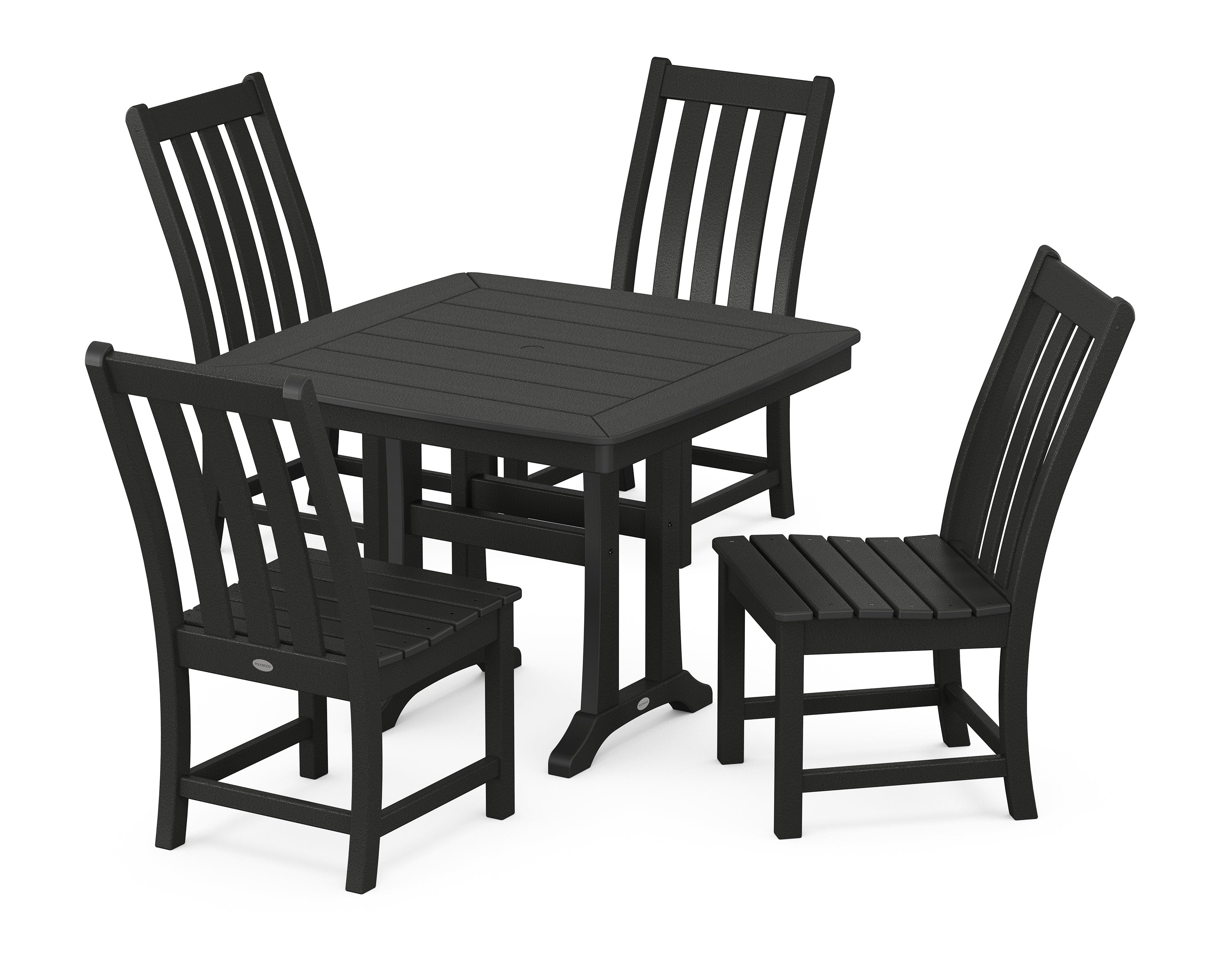 POLYWOOD® Vineyard Side Chair 5-Piece Dining Set with Trestle Legs in Black