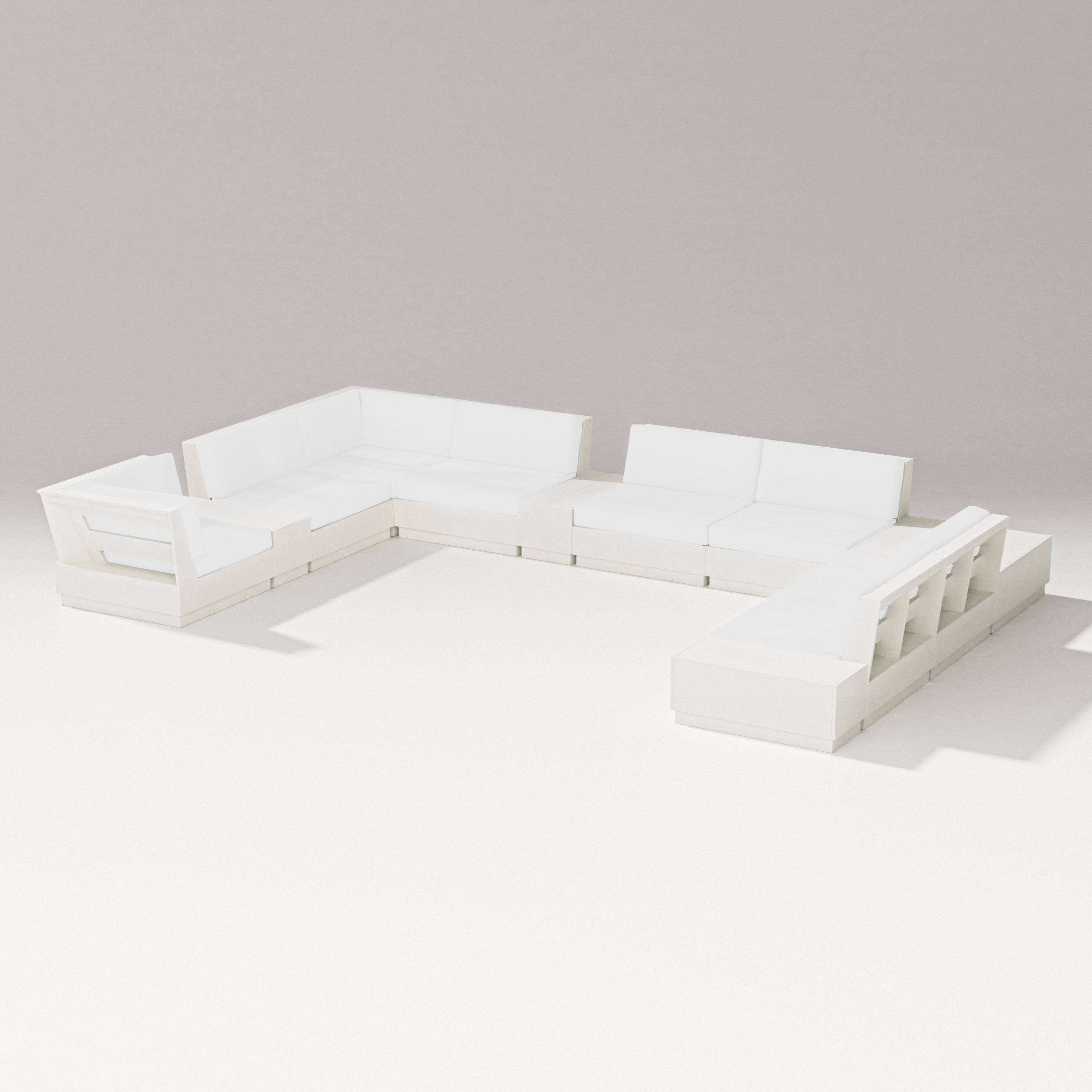 PW Designer Series Elevate 12-Piece Conversation Sectional Set in Vintage White / Natural