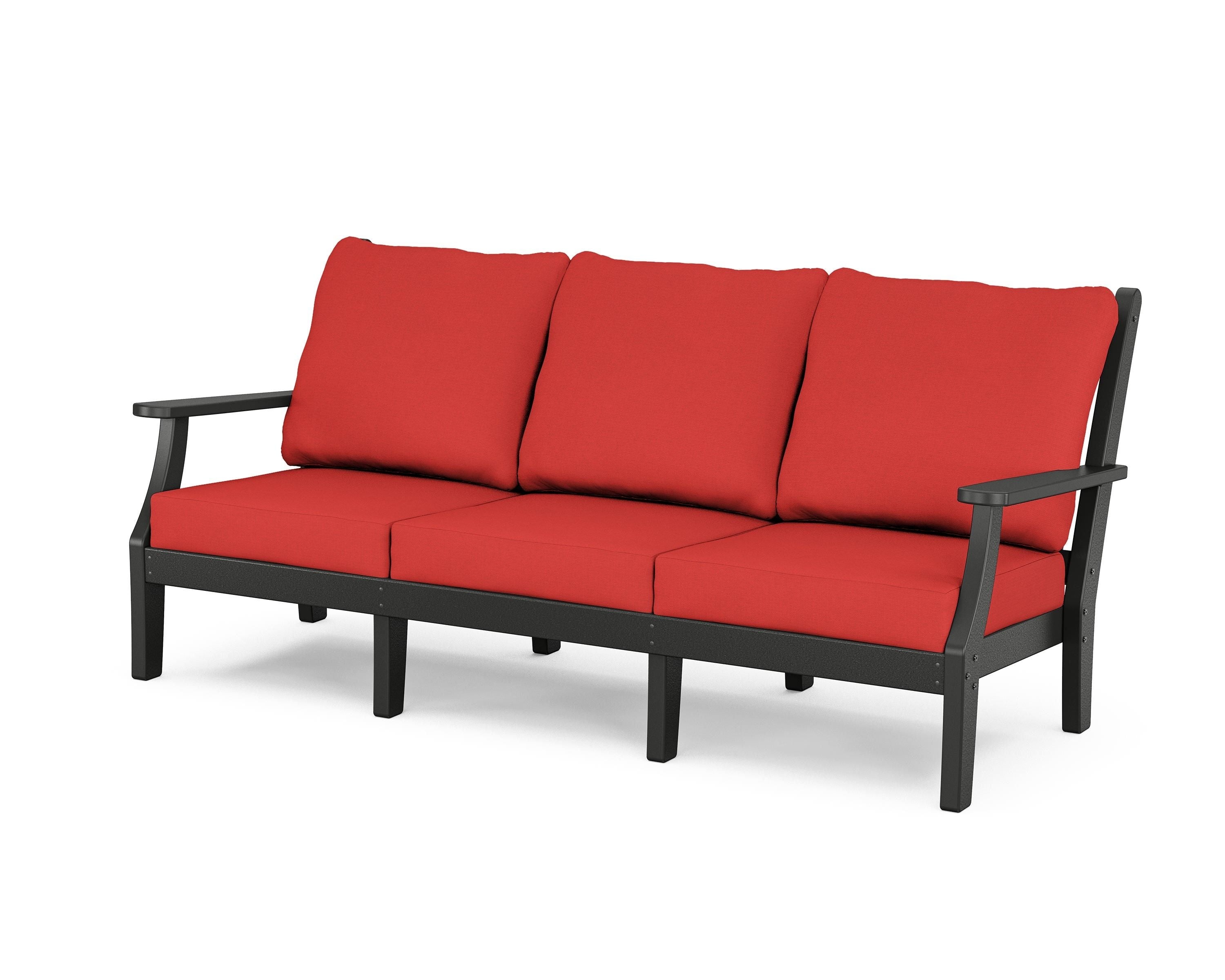 Country Living Wovendale Deep Seating Sofa in Black / Crimson Linen