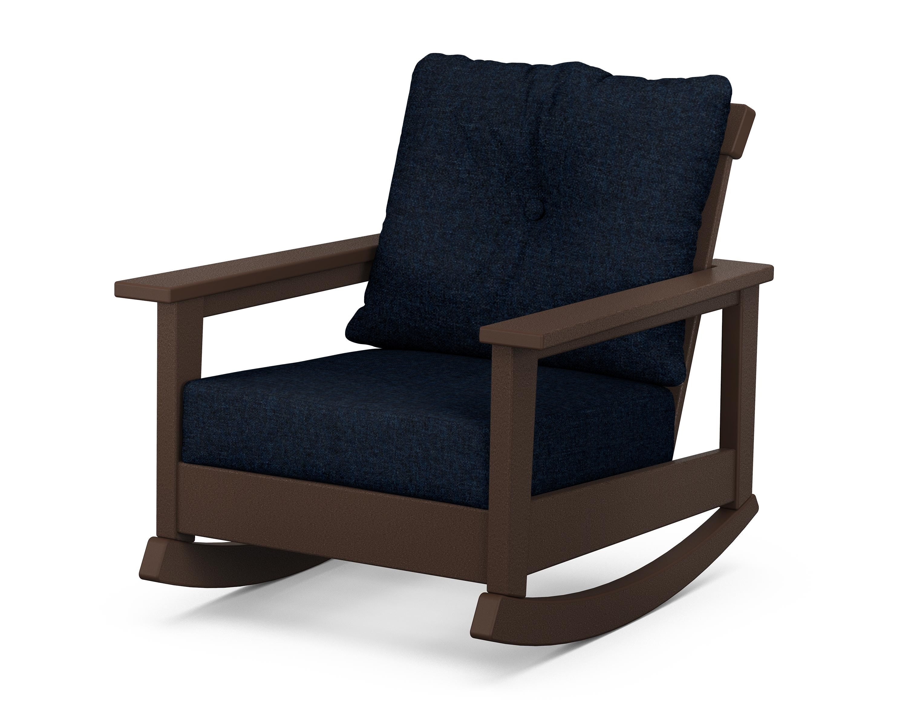 POLYWOOD® Prescott Deep Seating Rocking Chair in Mahogany / Marine Indigo