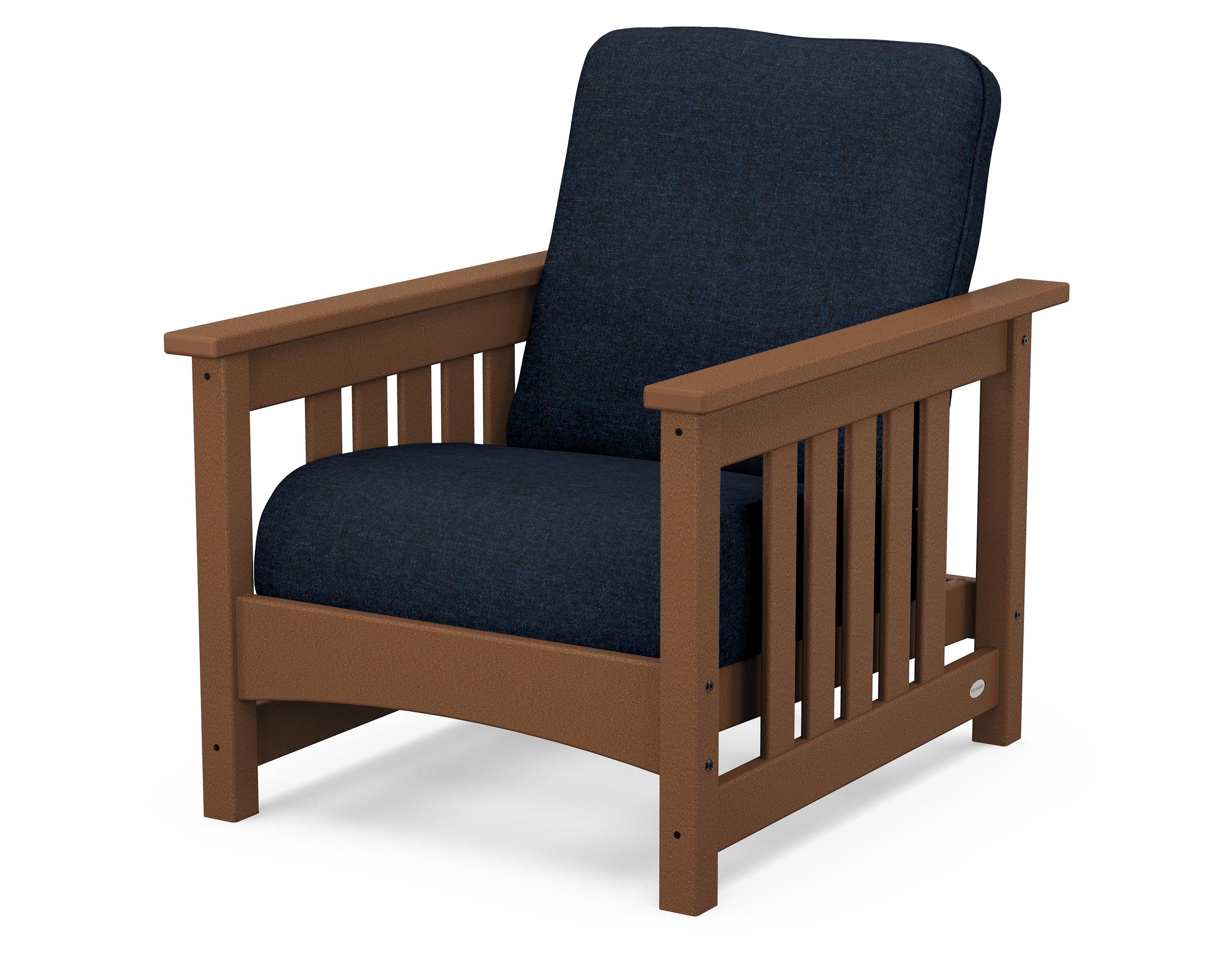 POLYWOOD® Club Mission Chair in Teak / Marine Indigo