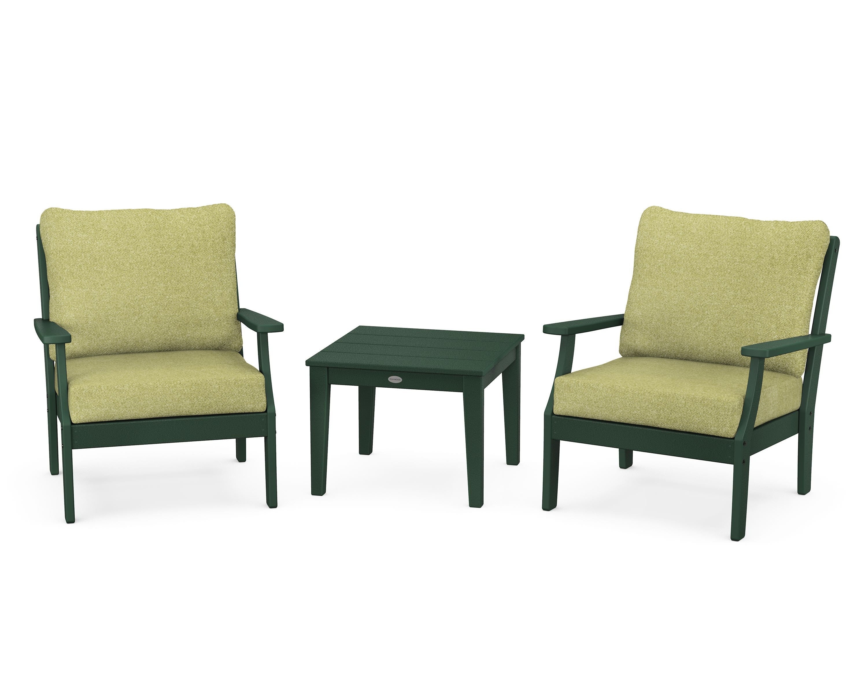 POLYWOOD® Braxton 3-Piece Deep Seating Set in Green / Chartreuse Boucle