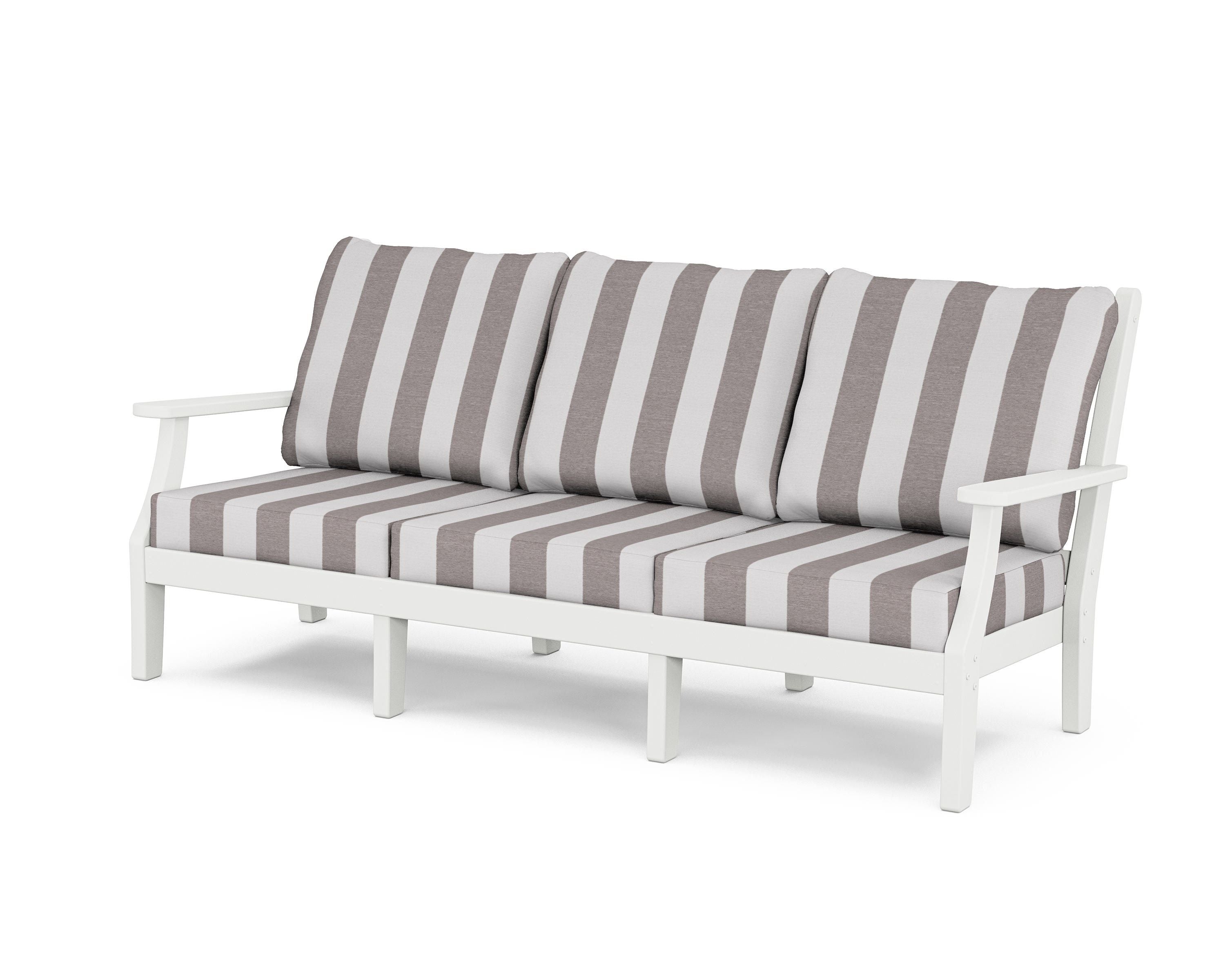 Country Living Wovendale Deep Seating Sofa in White / Cabana Stripe Grey Mist