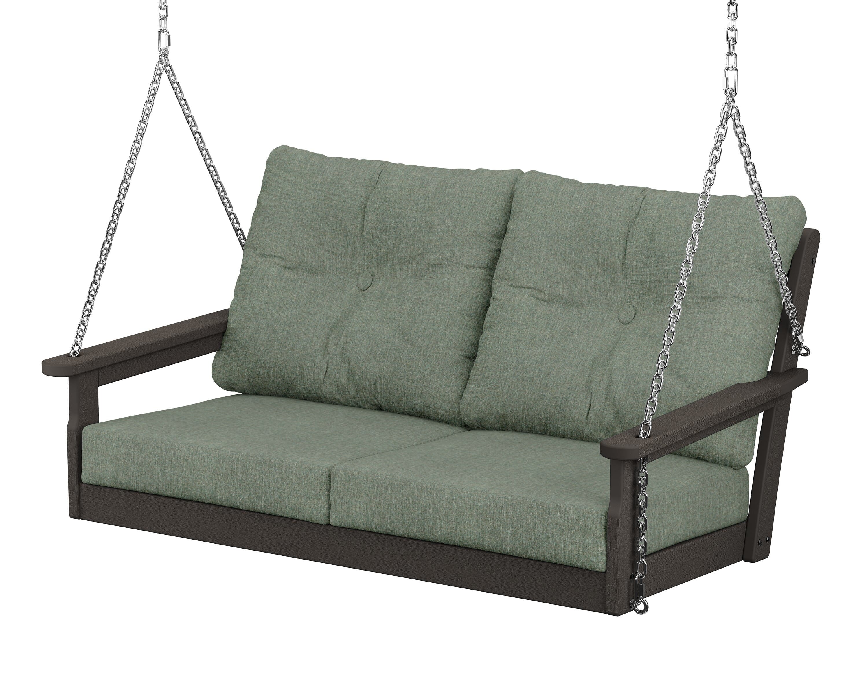 POLYWOOD® Vineyard Deep Seating Swing in Vintage Coffee / Cast Sage