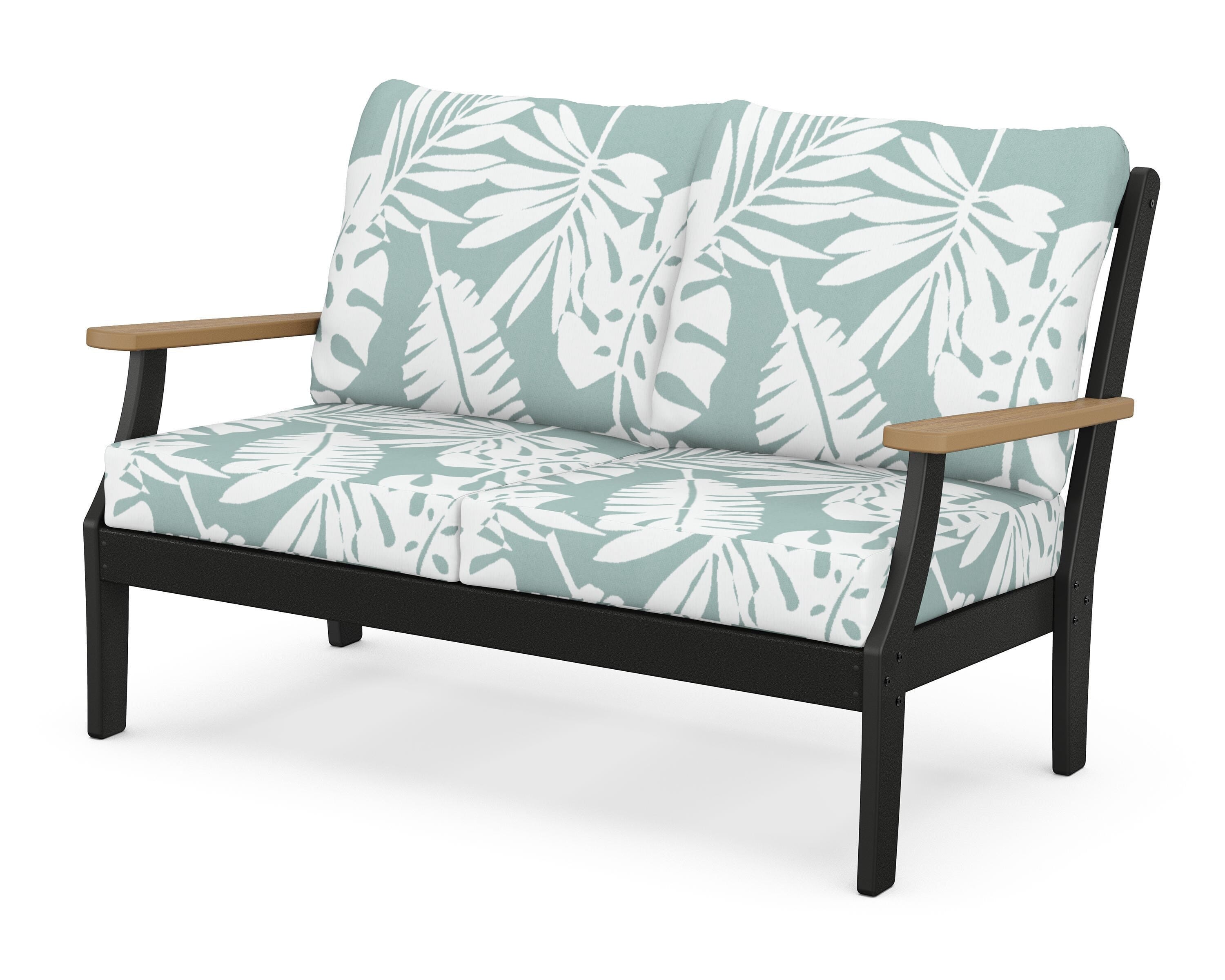 POLYWOOD® Braxton Deep Seating Loveseat in Black / Natural / Leaf Glacier Spa