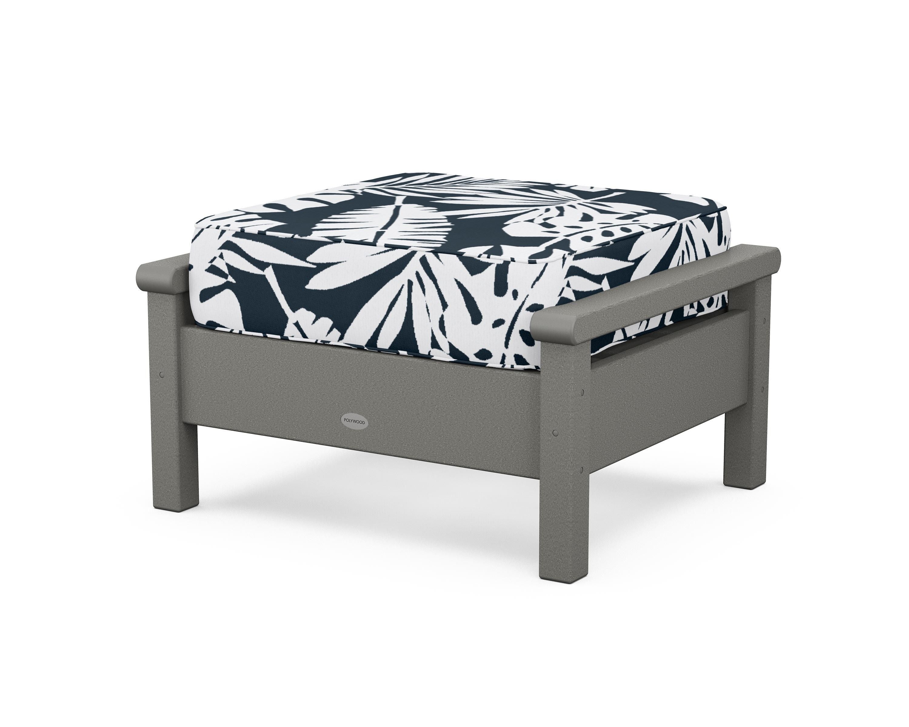 POLYWOOD® Harbour Deep Seating Ottoman in Slate Grey / Leaf Marine Indigo