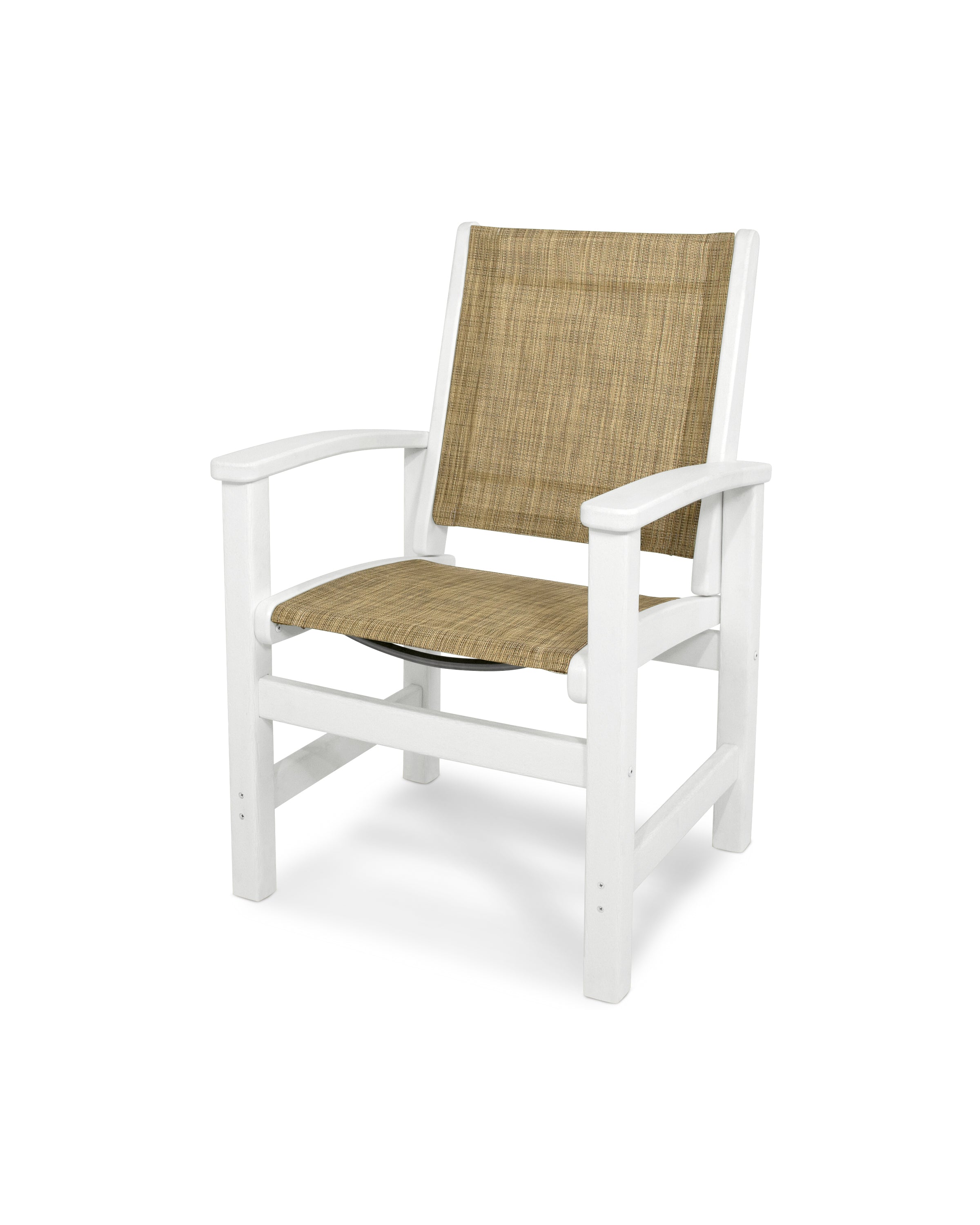 POLYWOOD® Coastal Dining Chair in White / Burlap Sling