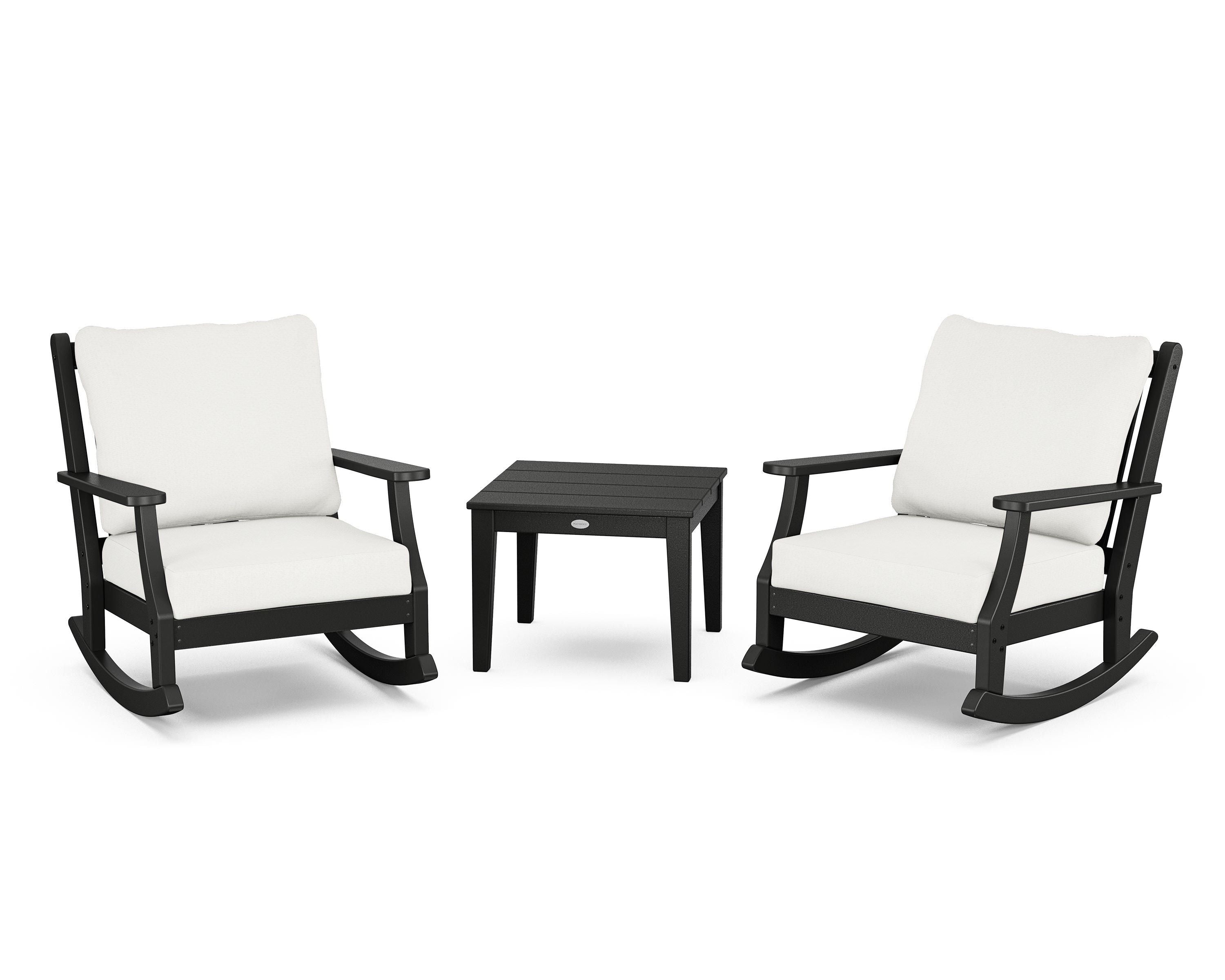 Country Living Wovendale 3-Piece Deep Seating Rocker Set in Black / Natural Linen
