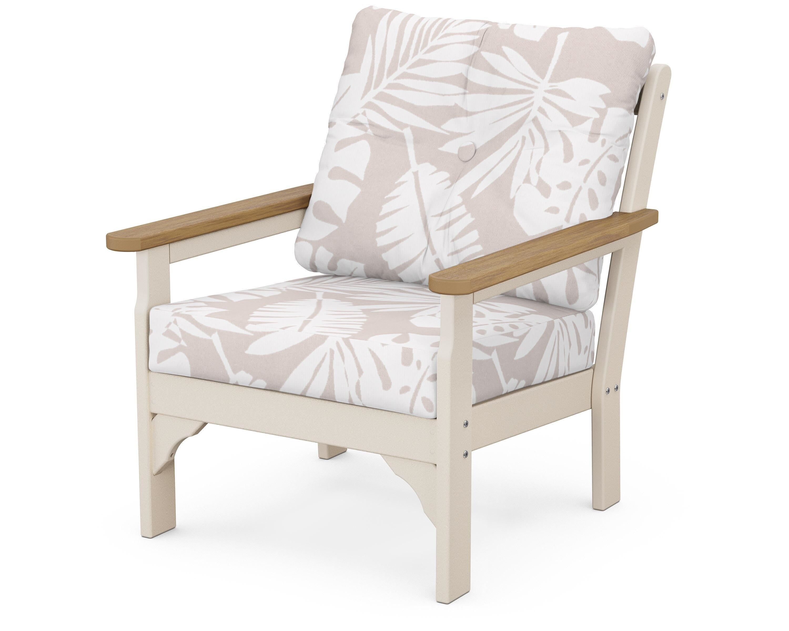 POLYWOOD® Vineyard Deep Seating Chair in Sand / Natural / Leaf Dune Burlap