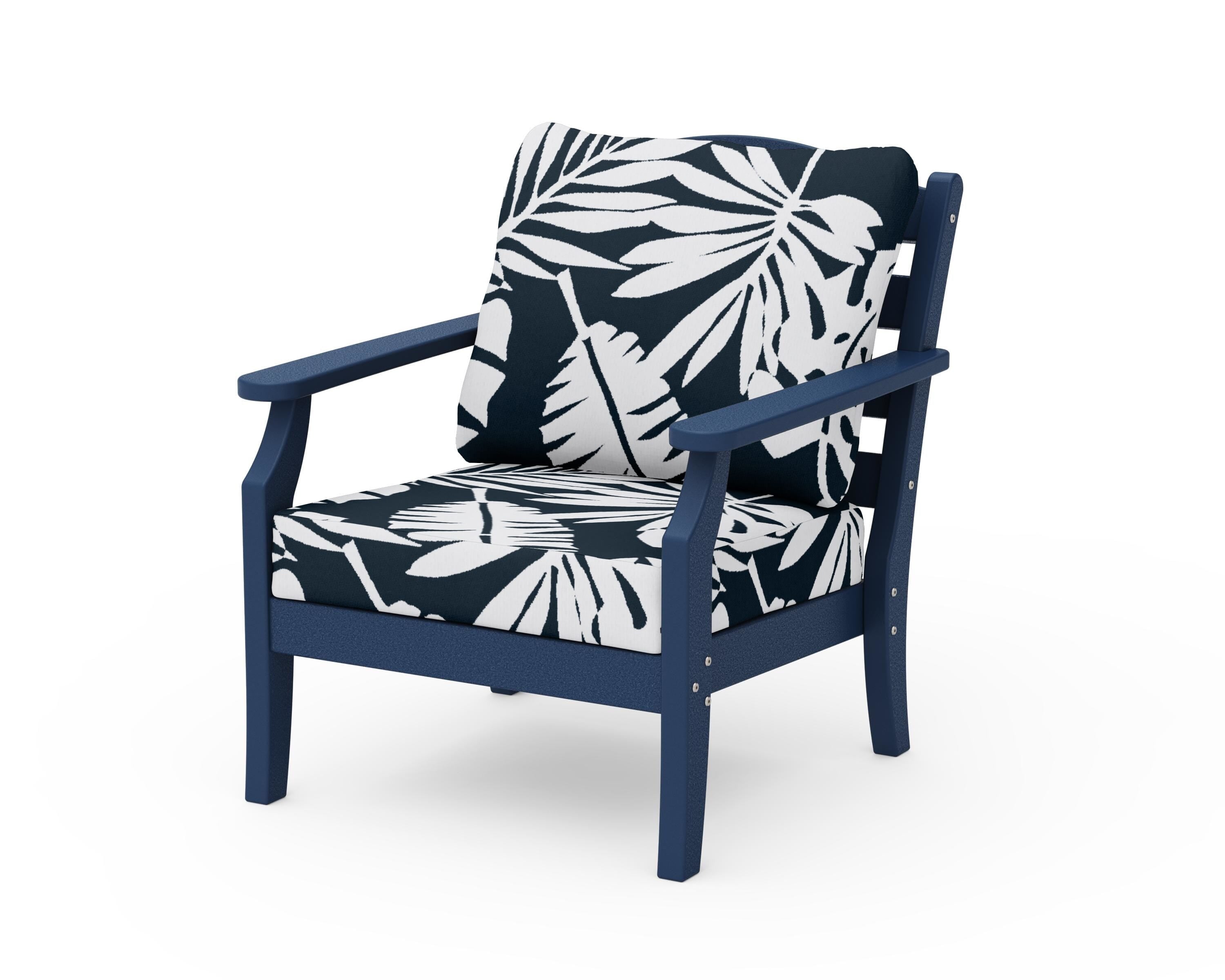Draper James™ by POLYWOOD® Savannah Deep Seating Chair in Navy / Leaf Marine Indigo