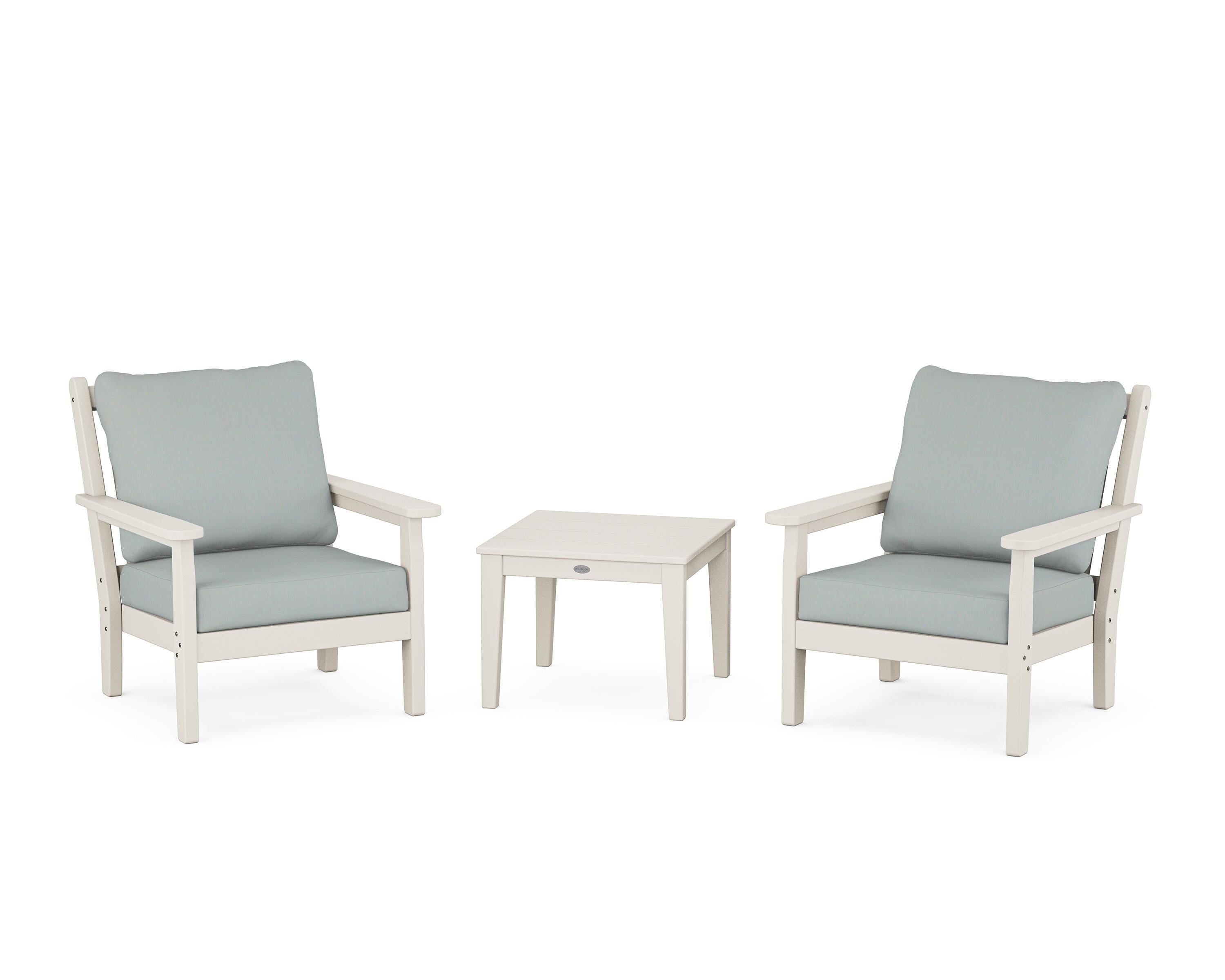 POLYWOOD® Chippendale 3-Piece Deep Seating Set in Sand / Spa