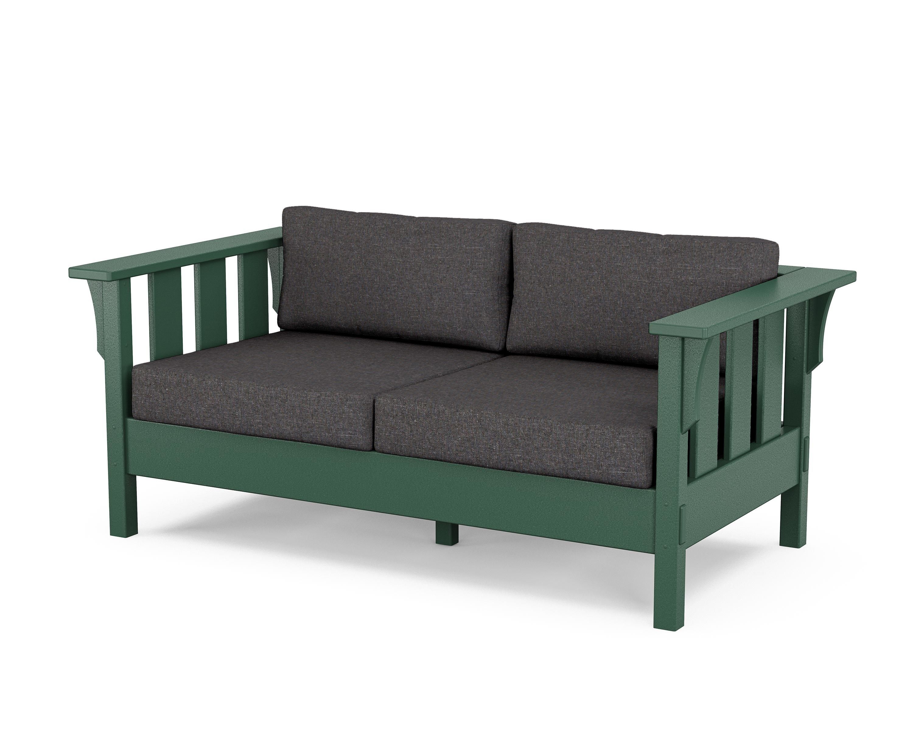 Martha Stewart by POLYWOOD® Acadia Deep Seating Loveseat in Green / Ash Charcoal