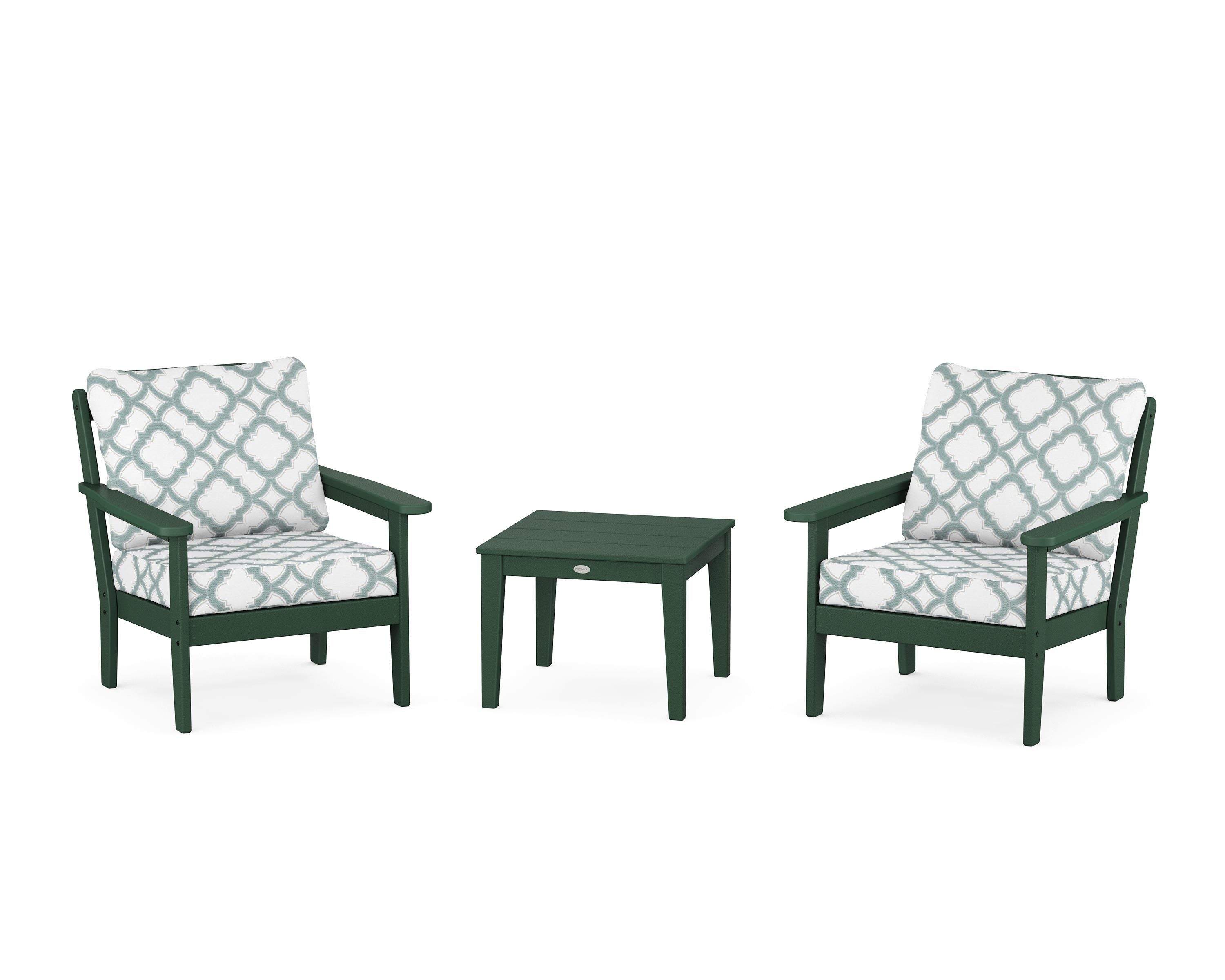 Country Living Cottage 3-Piece Deep Seating Set in Green / Trellis Glacier Spa